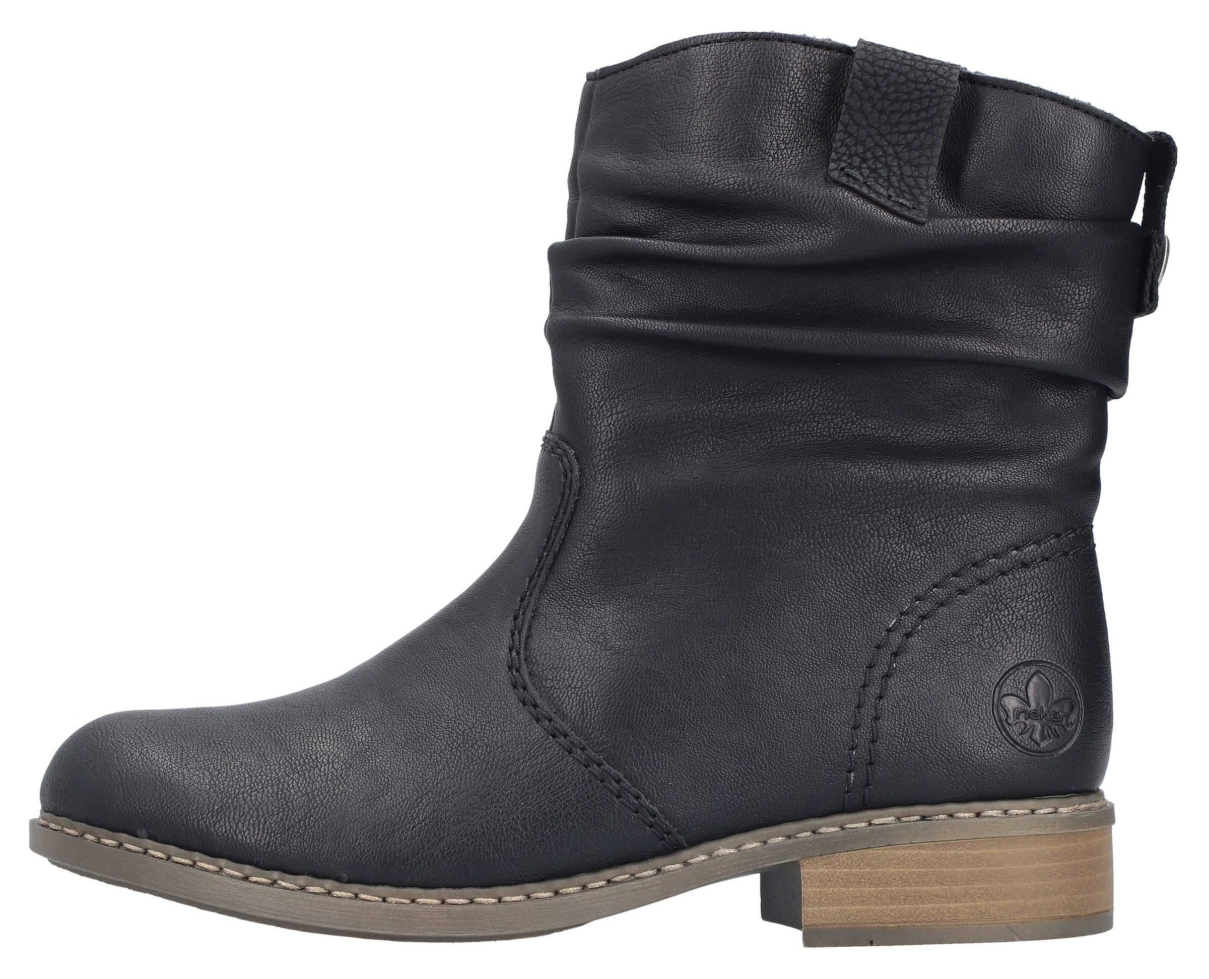 Rieker Winterboots, Winterstiefelette, Blockabsatz, Warmfutter, geraffter slouchy Schaft