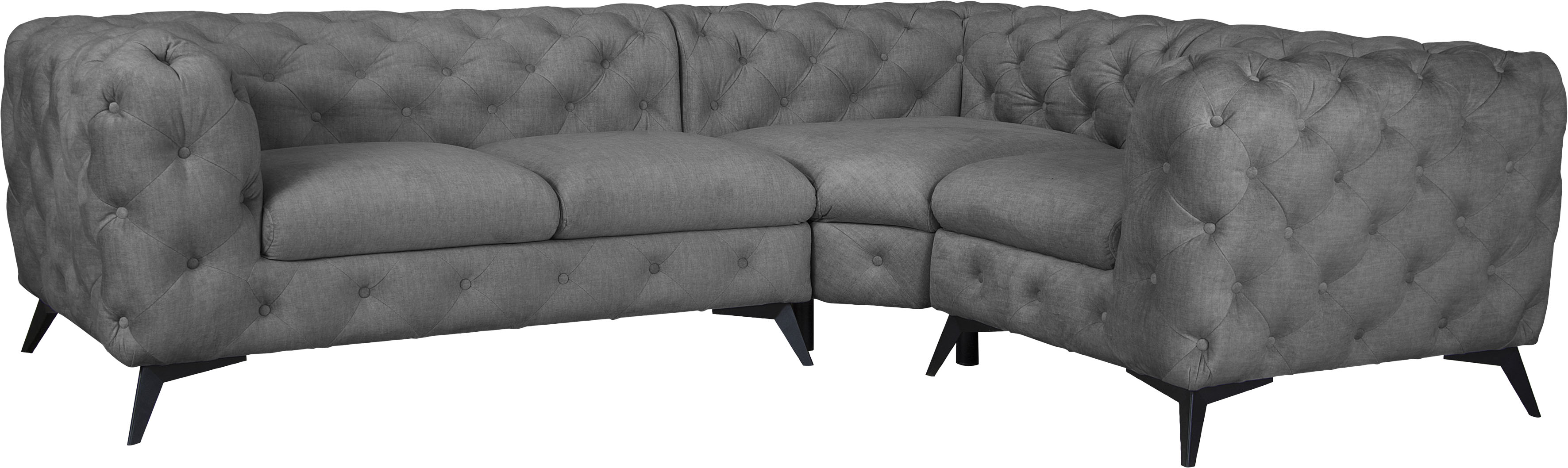 Thumbnail - Leonique Chesterfield-Sofa "Ecksofa GLYNIS L-Form mit Wellenunterfederung, Maße B/T/H 264/204/75cm" aufwändige Knopfheft...