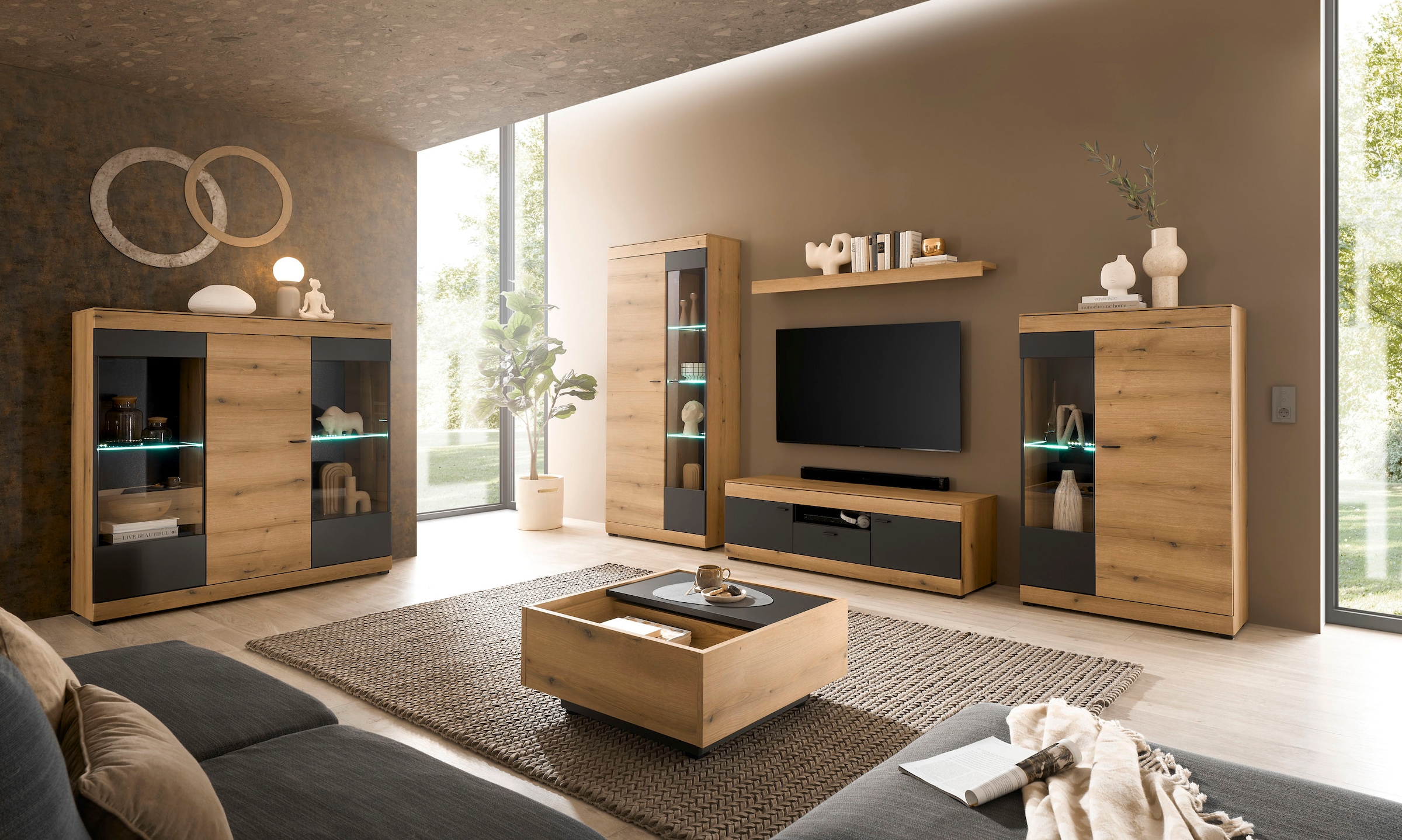 Home affaire Wohnwand »Soleto, zeitlose Anbauwand, Komplettset im modernen Stil« Komplett-Set, 4 Stk. tlg.