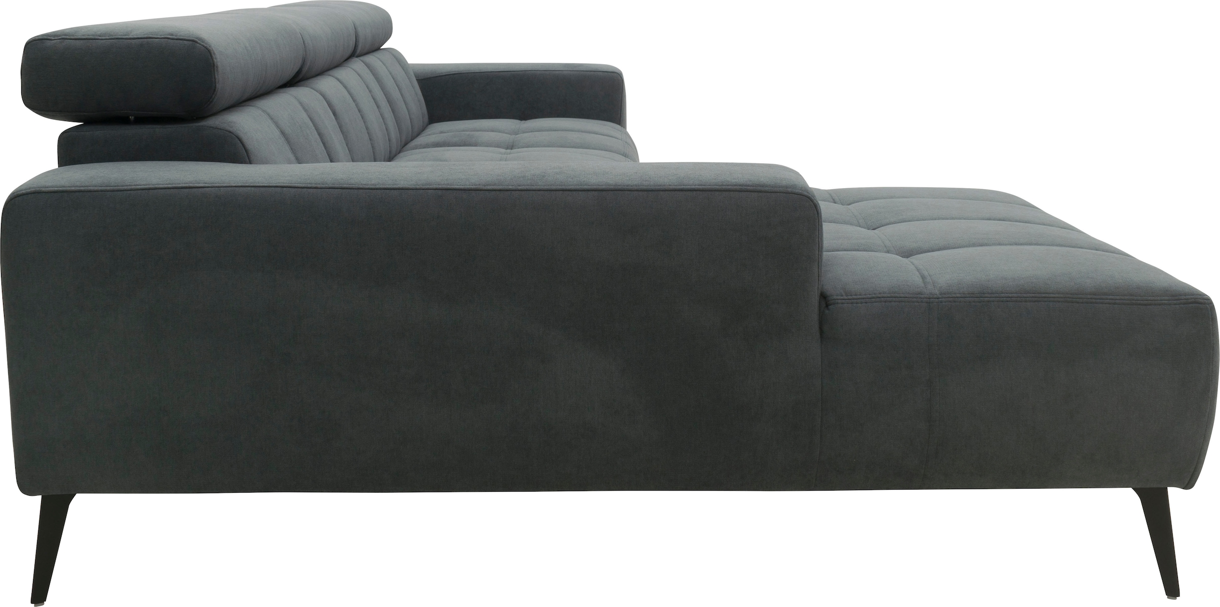 DOMO collection Ecksofa »Trento L-Form, mit Kufenfuß oder Einzelfuß«, wahlweise mit Kopfteilverstellung, Recamiere links/rechts bestellbar