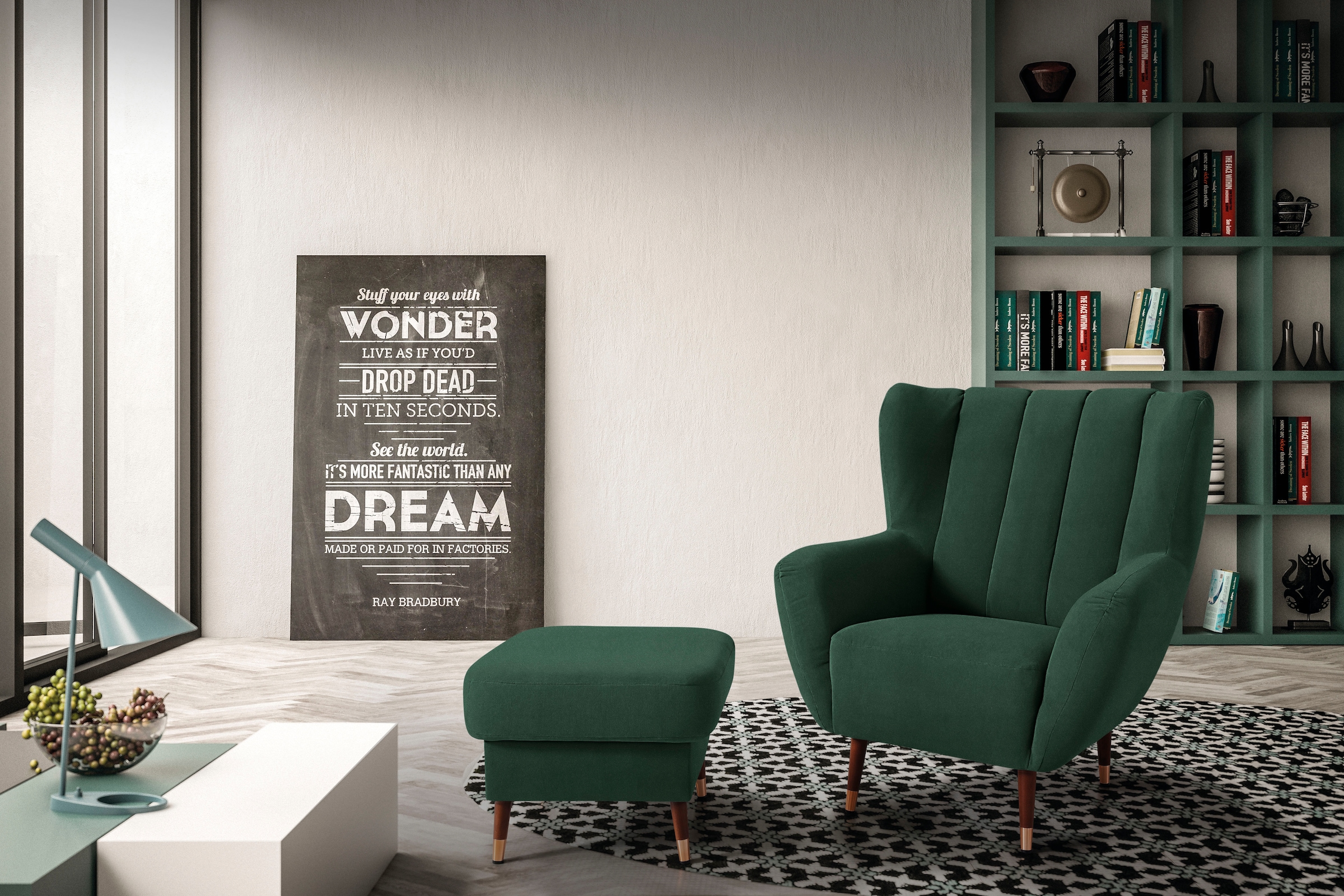 exxpo - sofa fashion Sessel »Polly, Ohrensessel, Loungesessel«, bequem mit hoher Rückenlehne, hohe Füße, hochwertige Bezüge