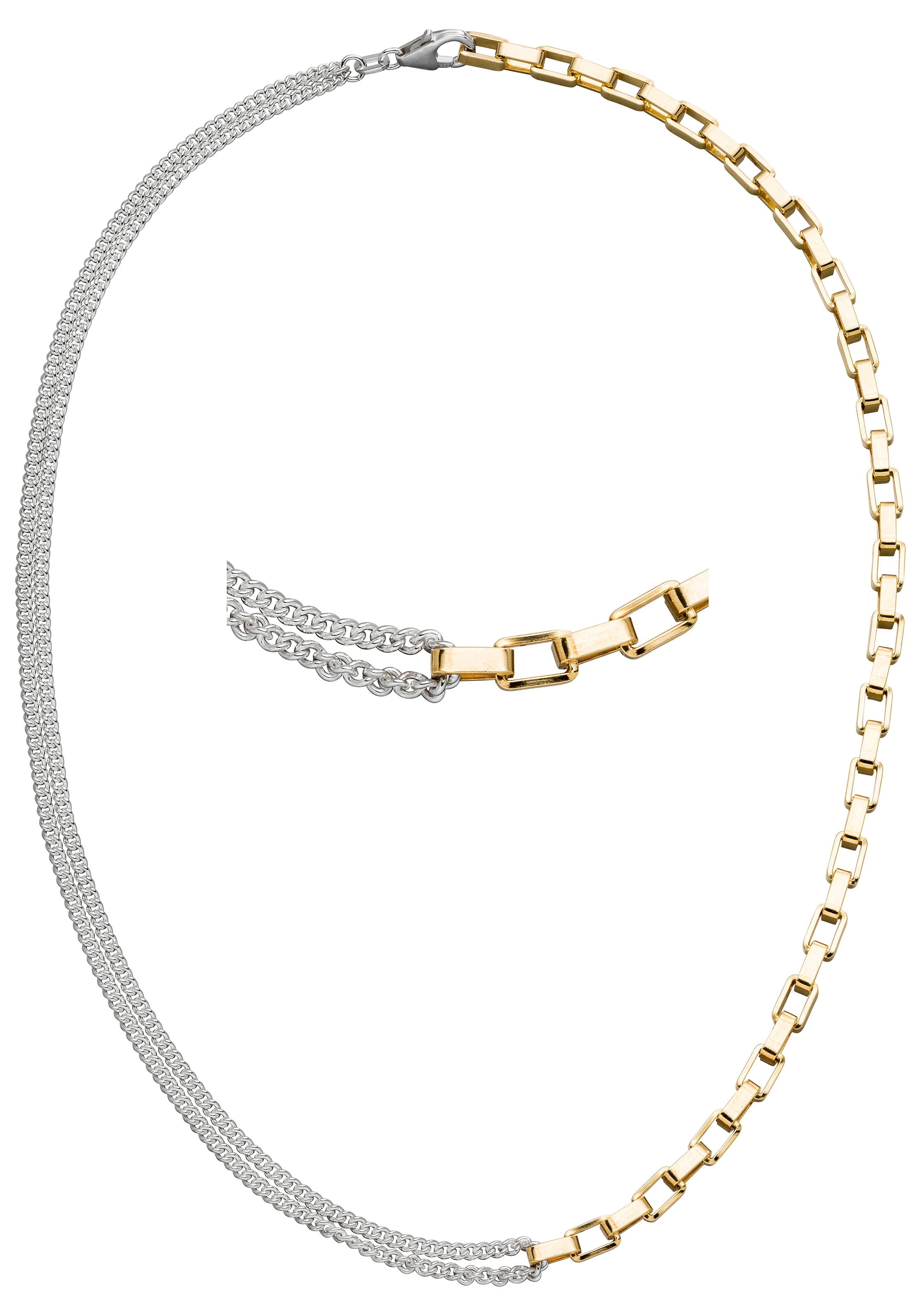 JOBO Kette ohne Anhänger »Halbkette« 925 Silber bicolor vergoldet 41 cm