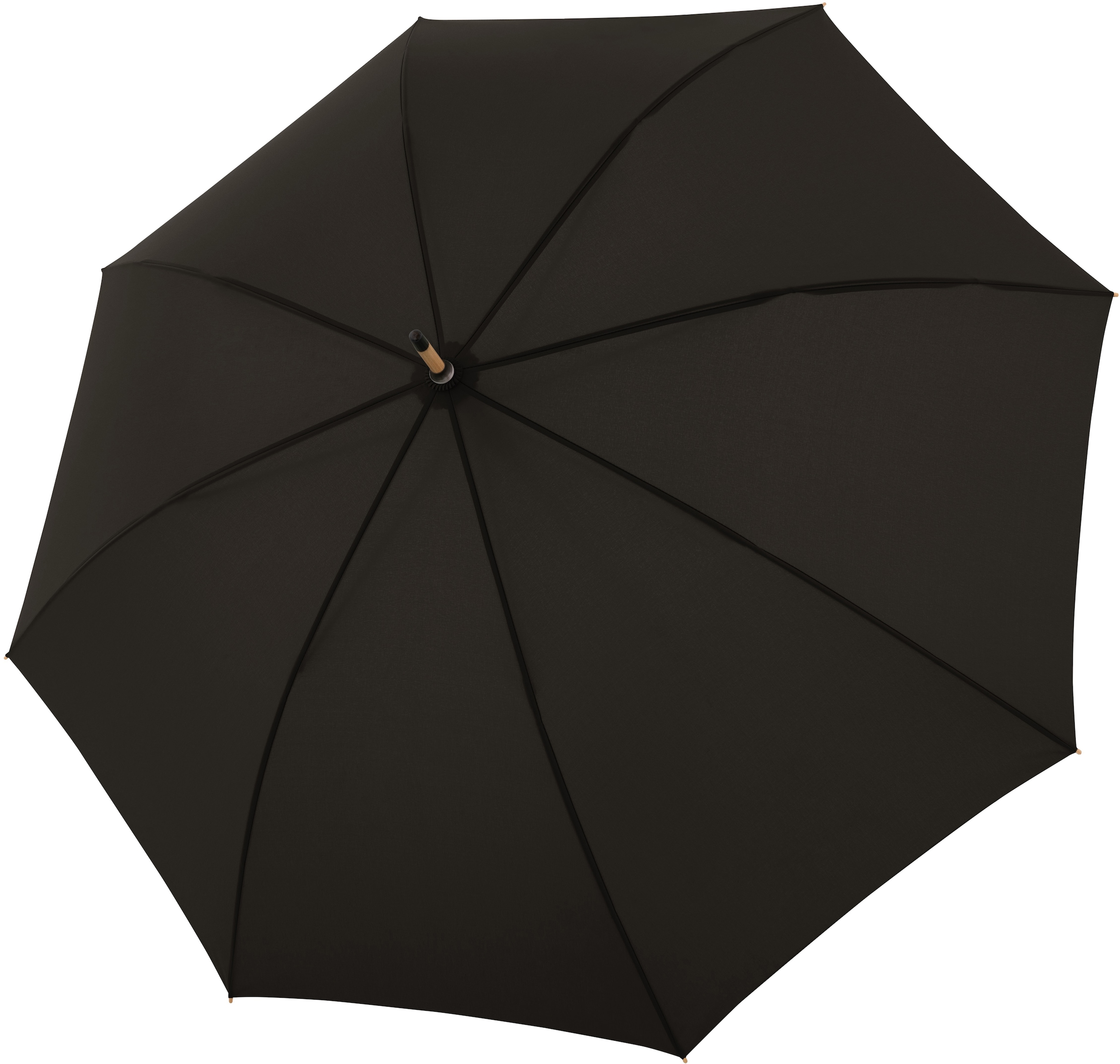 doppler® Stockregenschirm »nature Long, simple black«, aus recyceltem Material mit Schirmgriff aus Holz