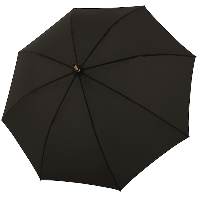 doppler® Stockregenschirm »nature Long, simple black«, aus recyceltem  Material mit Schirmgriff aus Holz kaufen | BAUR
