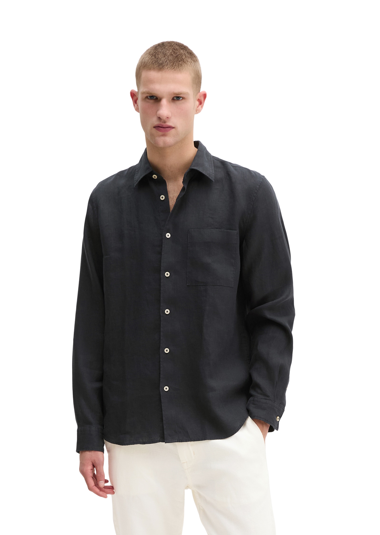 Marc O'Polo Men's Linen Shirt Black XL 4