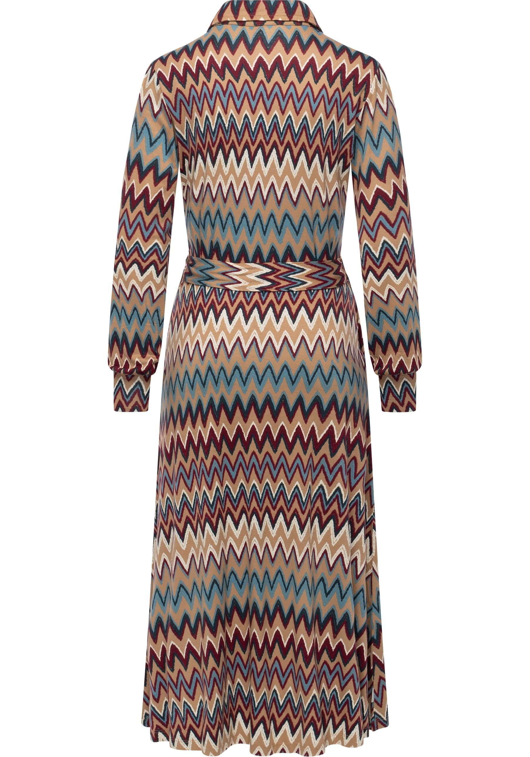 Thumbnail - Ragwear Blusenkleid "Plantee Print" Eingrifftaschen Modisches Damenkleid mit Taillengürtel