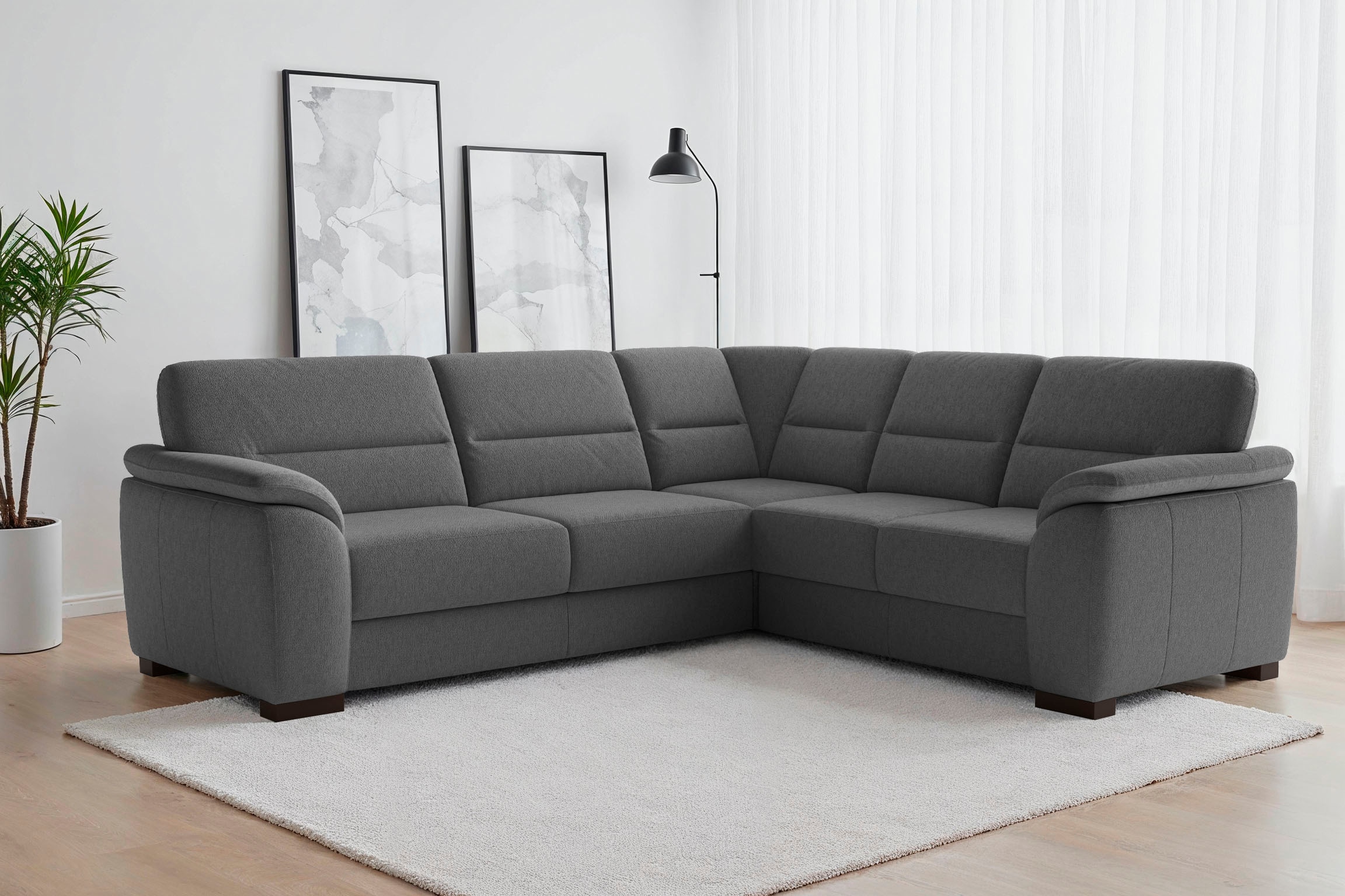 Ecksofa SIT & MORE, B:255cm H:88cm T:225cm, grau, 95% Polyester, 9% Polyamid, Wohnzimmer, Sofas, "Montego L-Form, B: 256 cm, große Stoffauswahl,