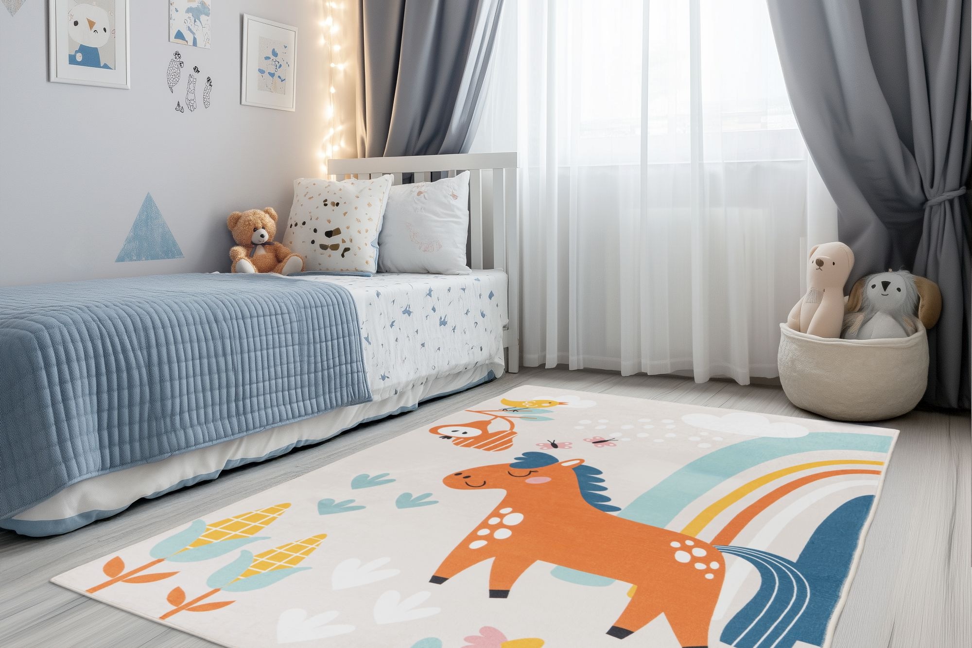 Obsession Kinderteppich "Magic Kids ML 107" rechteckig 8 mm Höhe niedliches Pferde Motiv, waschbar, Kinderzimmer