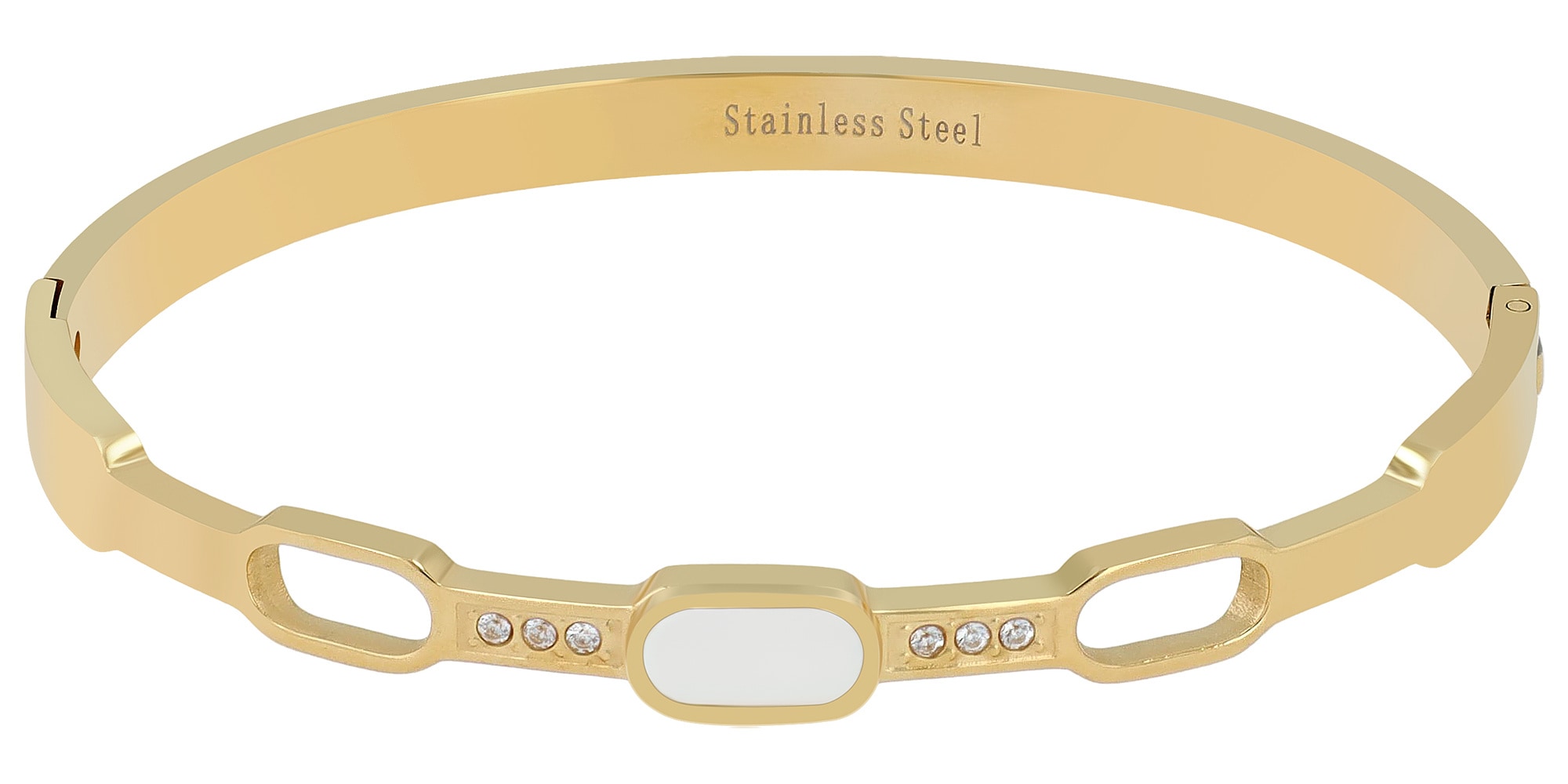 Adelia´s Armreif »Damen Armband – Armreif aus Edelstahl mit Perlmutt Ø 6,0 cm cm« Perfekt als Geschenk zum Geburtstag