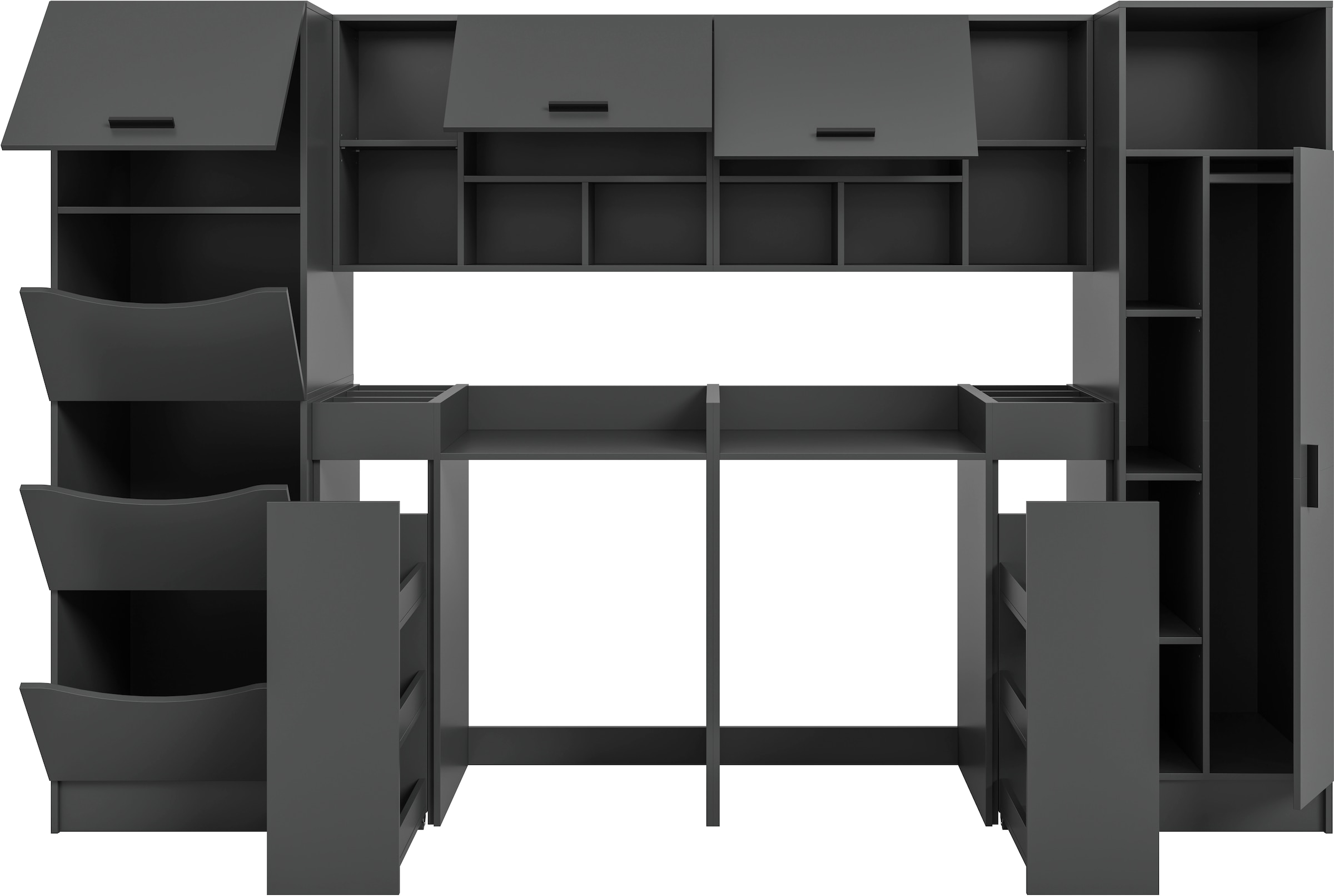 welltime Badmöbel-Set »FALAS,  8-teilig, Hauswirtschaftsraum Set, Breite 300 cm« Set, Wäscheschrank, Hängeschrank,Standregal, Umbauschrank, Mehrzweckschrank, 8 Stk. tlg.