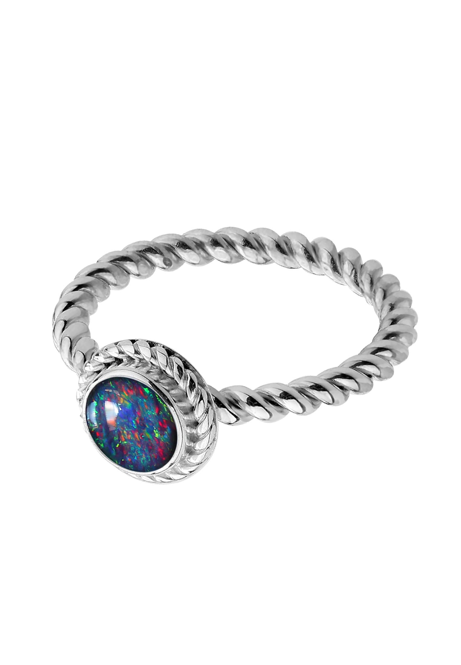Nenalina Fingerring »Opal-Triplette Geburtsstein Oktober 925 Silber«