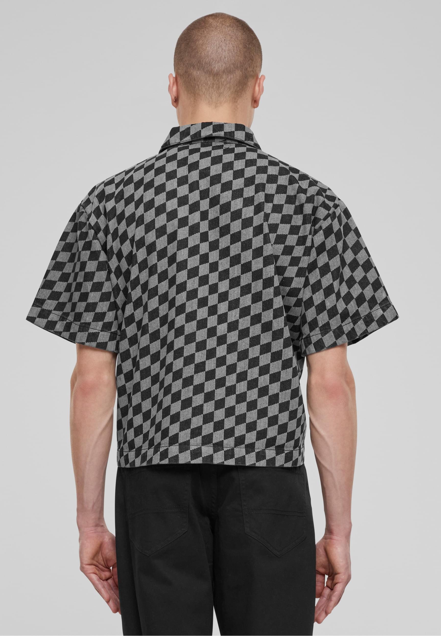 URBAN CLASSICS Langarm-Poloshirt »Urban Classics Laser Check Printed Boxy Shirt«, (1 tlg.)
