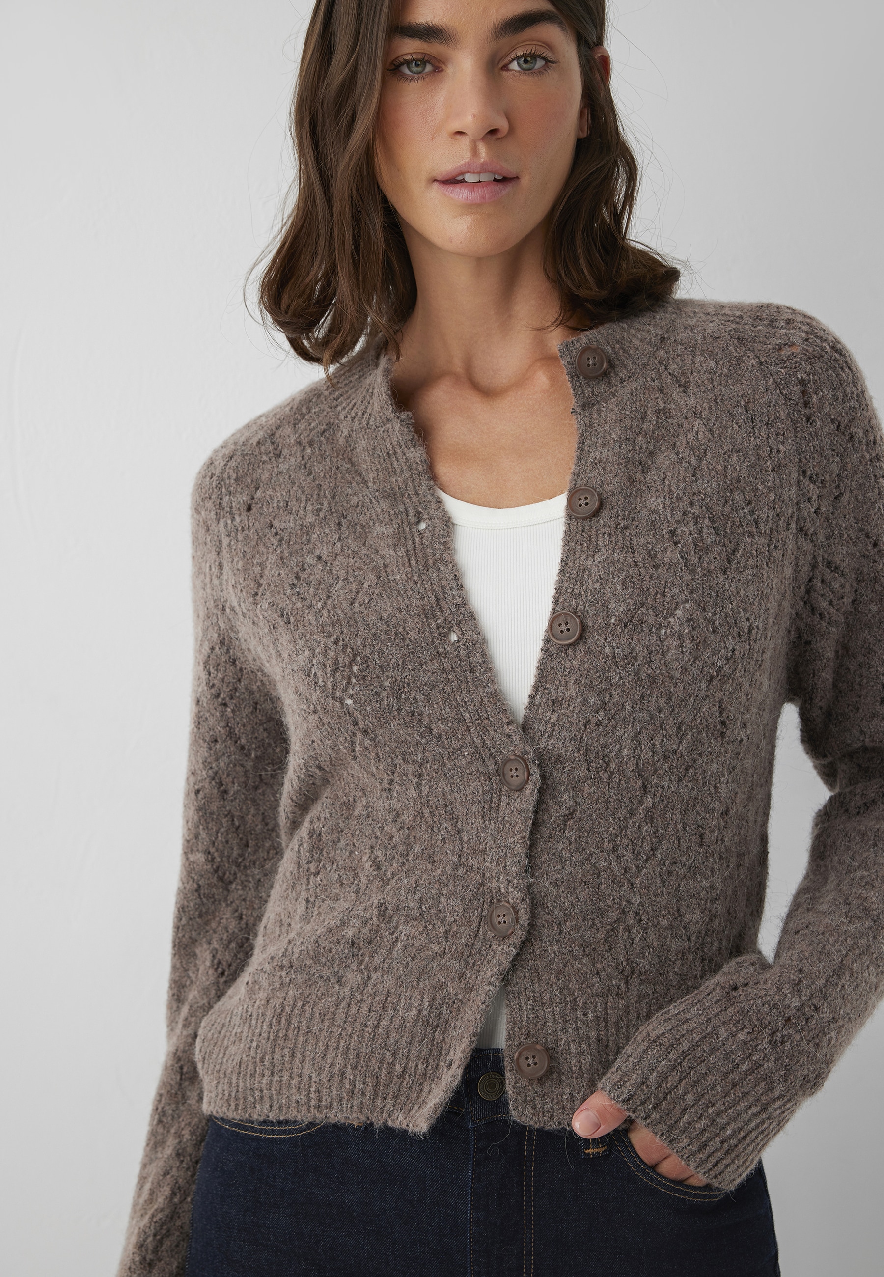 Mavi Strickpullover "BUTTON SHORT CARDIGAN" Cardigan Strukturiert