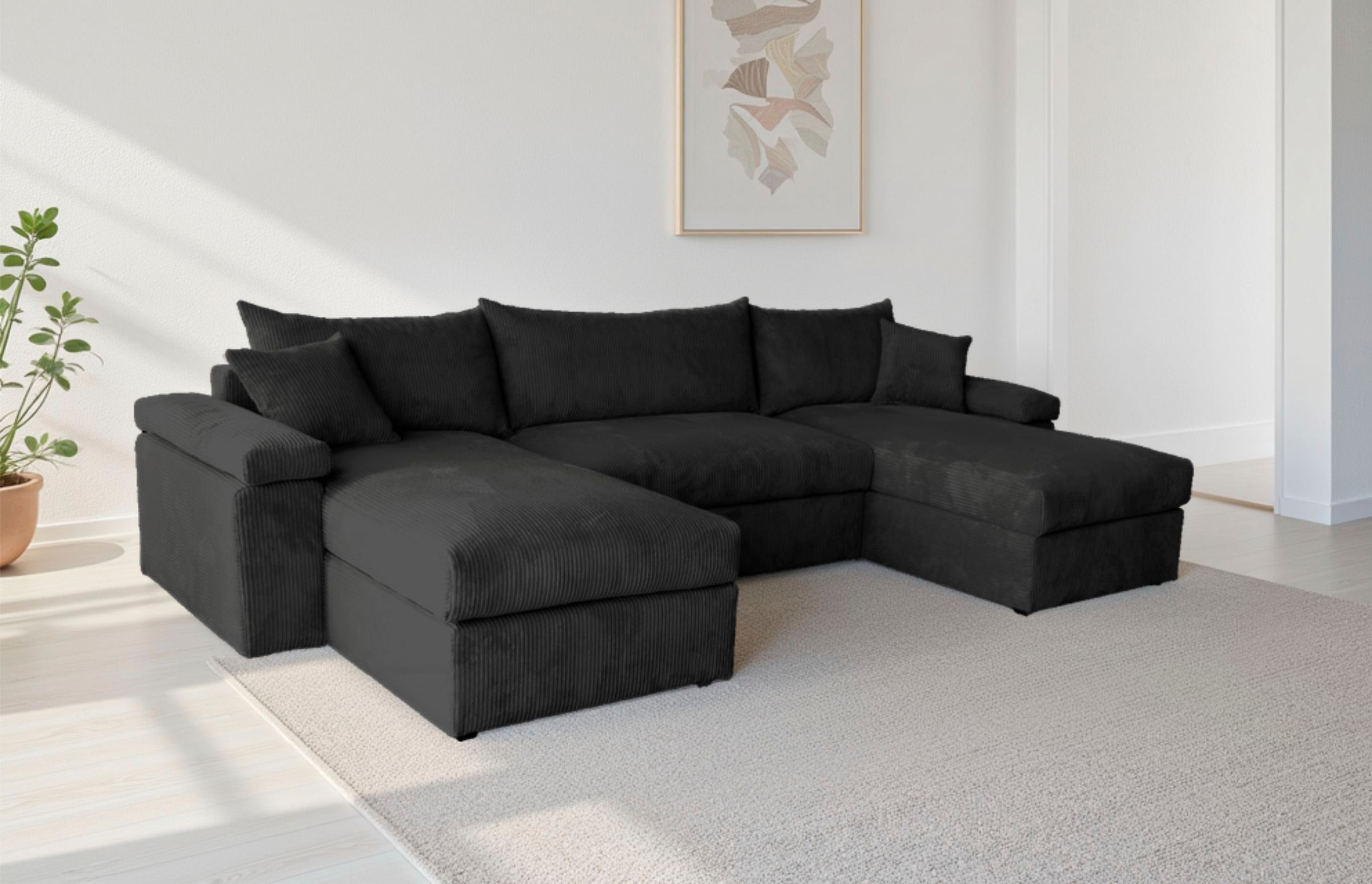 OTTO home Wohnlandschaft »Cosy U-From Breite 309 cm, Sitzaufbau im Sandwich-Federkern« Bezüge in Cord oder Struktur weich wählbar mit Kaltschaumauflage