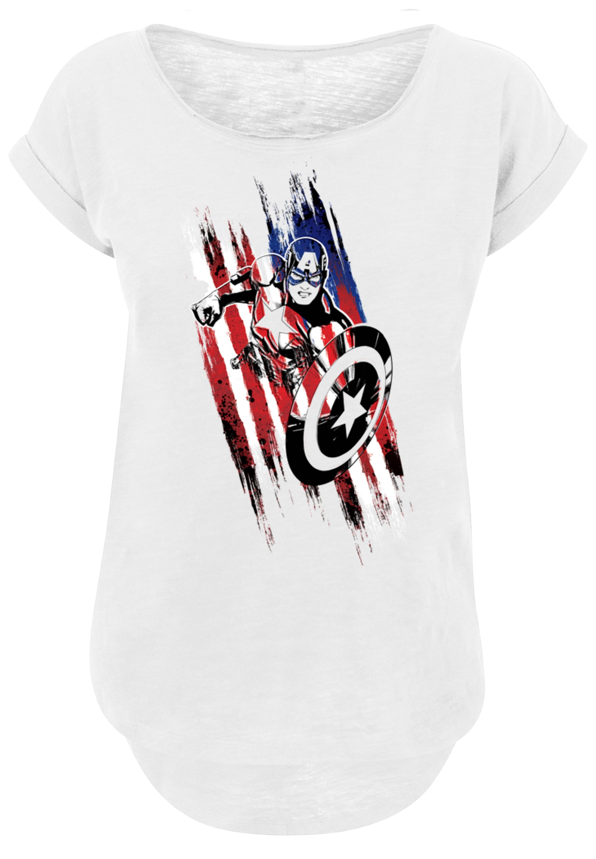 F4NT4STIC T-Shirt »Superhelden Avengers Captain America«, Damen,Premium Merch,Lang,Longshirt,Logo Print