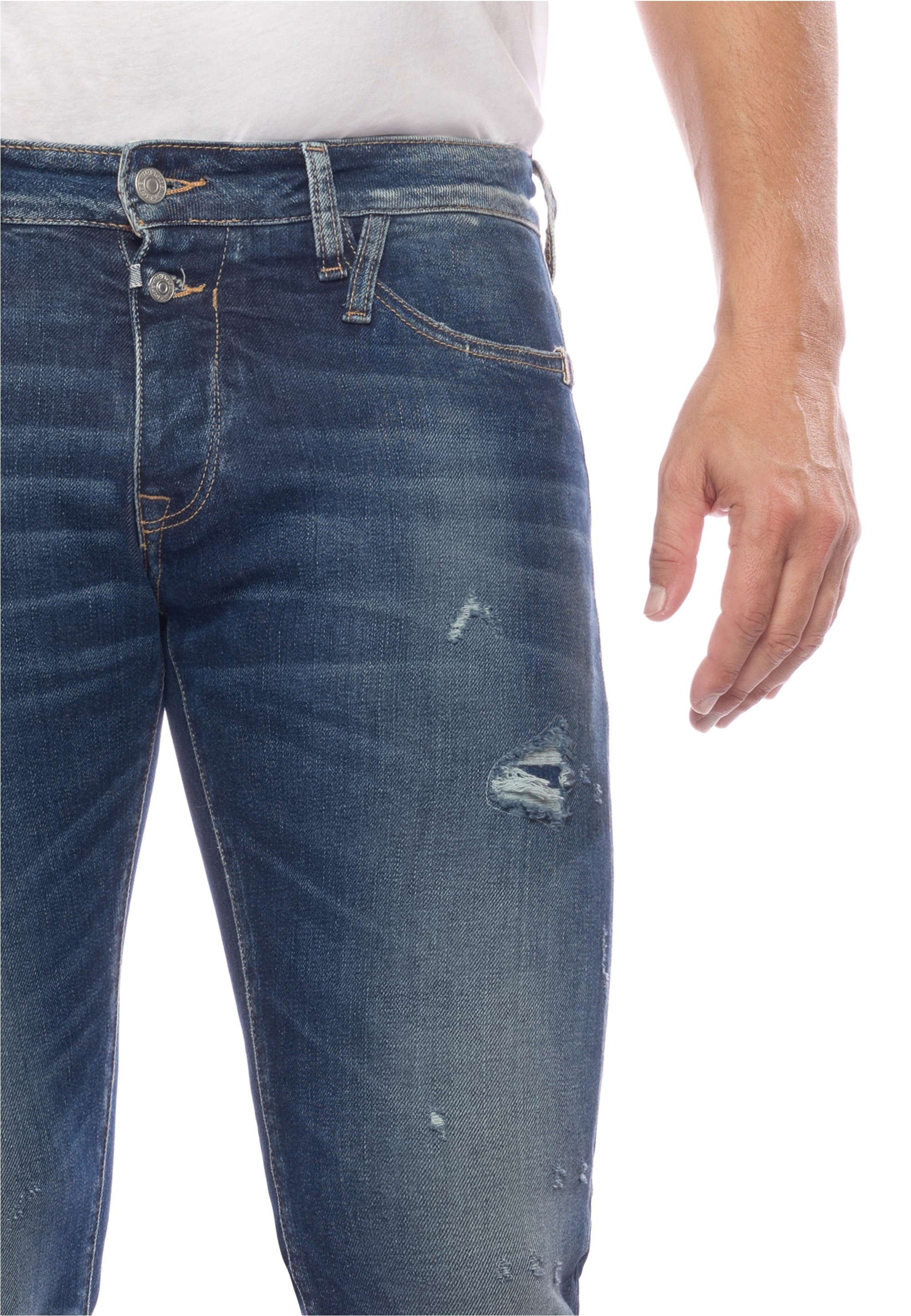Le Temps Des Cerises Slim-fit-Jeans, mit angesagten Used-Details
