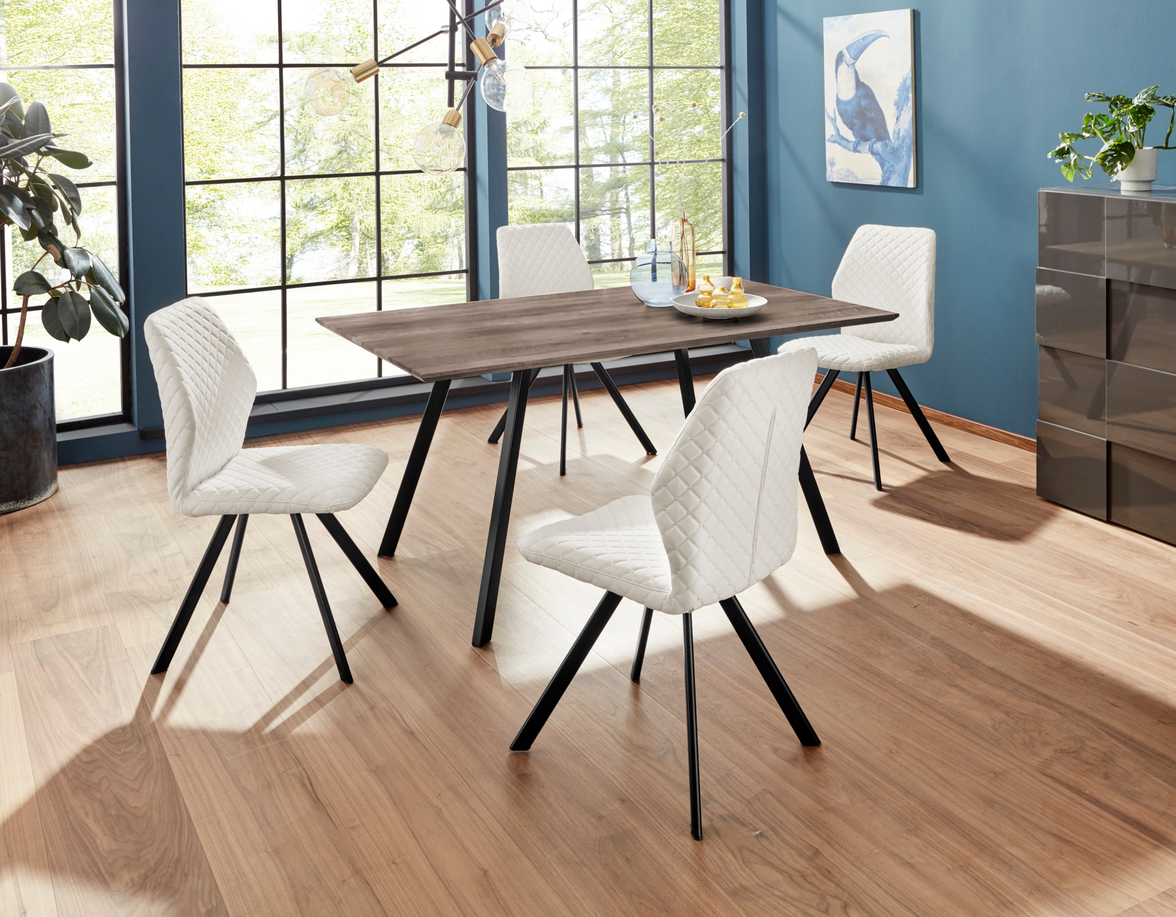 INOSIGN Essgruppe "Tristan & Isobel" 5 Stk. tlg. Stühle mit Rautensteppung günstig online kaufen
