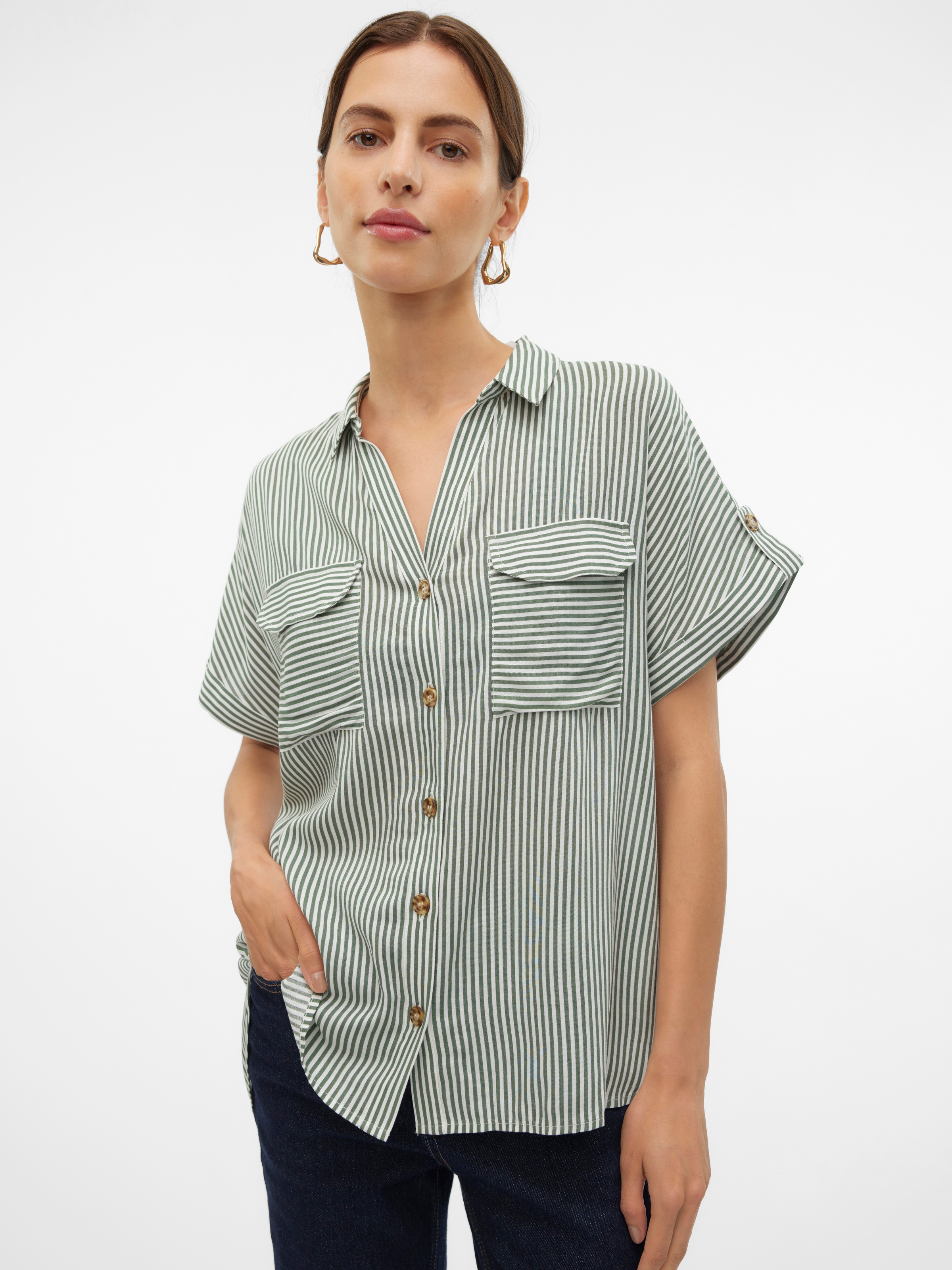 Vero Moda Kurzarmbluse "VMBUMPY S/S SHIRT WVN GA NOOS" Viskose, regular fit günstig online kaufen