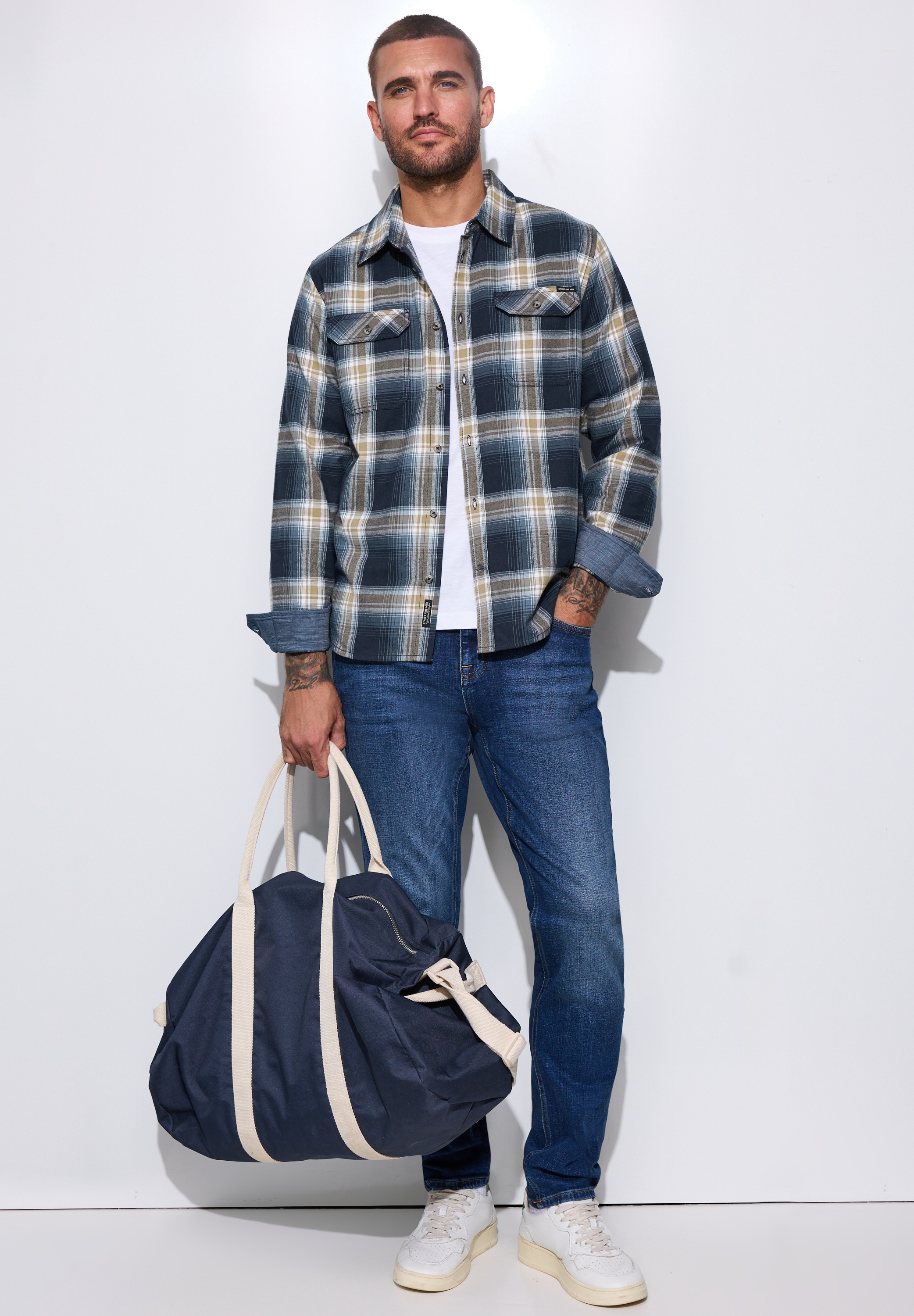 STREET ONE MEN Langarmhemd aus reiner Baumwolle