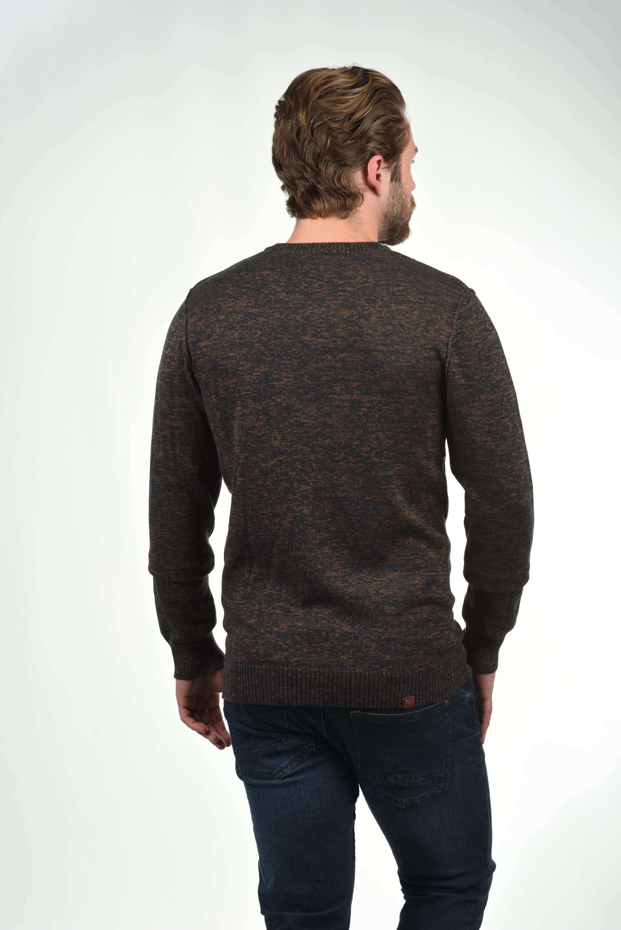 Strickpullover BLEND "BHDansel", Herren, Gr. M, burned orange, Feinstrick, 50% Baumwolle, 50% Polyacryl, meliert, regular fit, V-Ausschnitt, eingesetzt, Pullover Strickpullover, Feinstrickpullover mit V-Ausschnitt 5