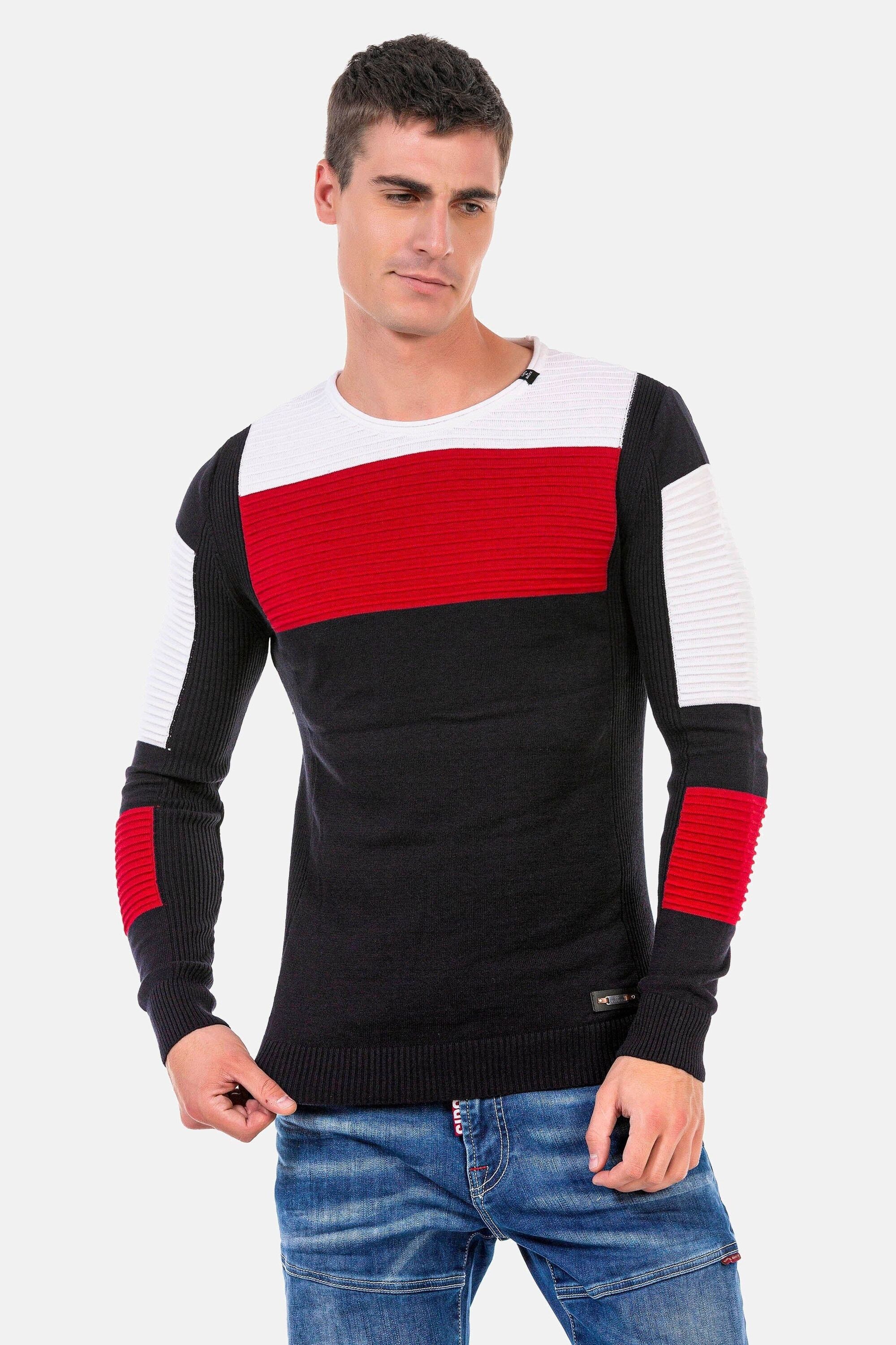 Cipo & Baxx Rundhalspullover »Pullover«, in extravagantem Strickdesign, CP247