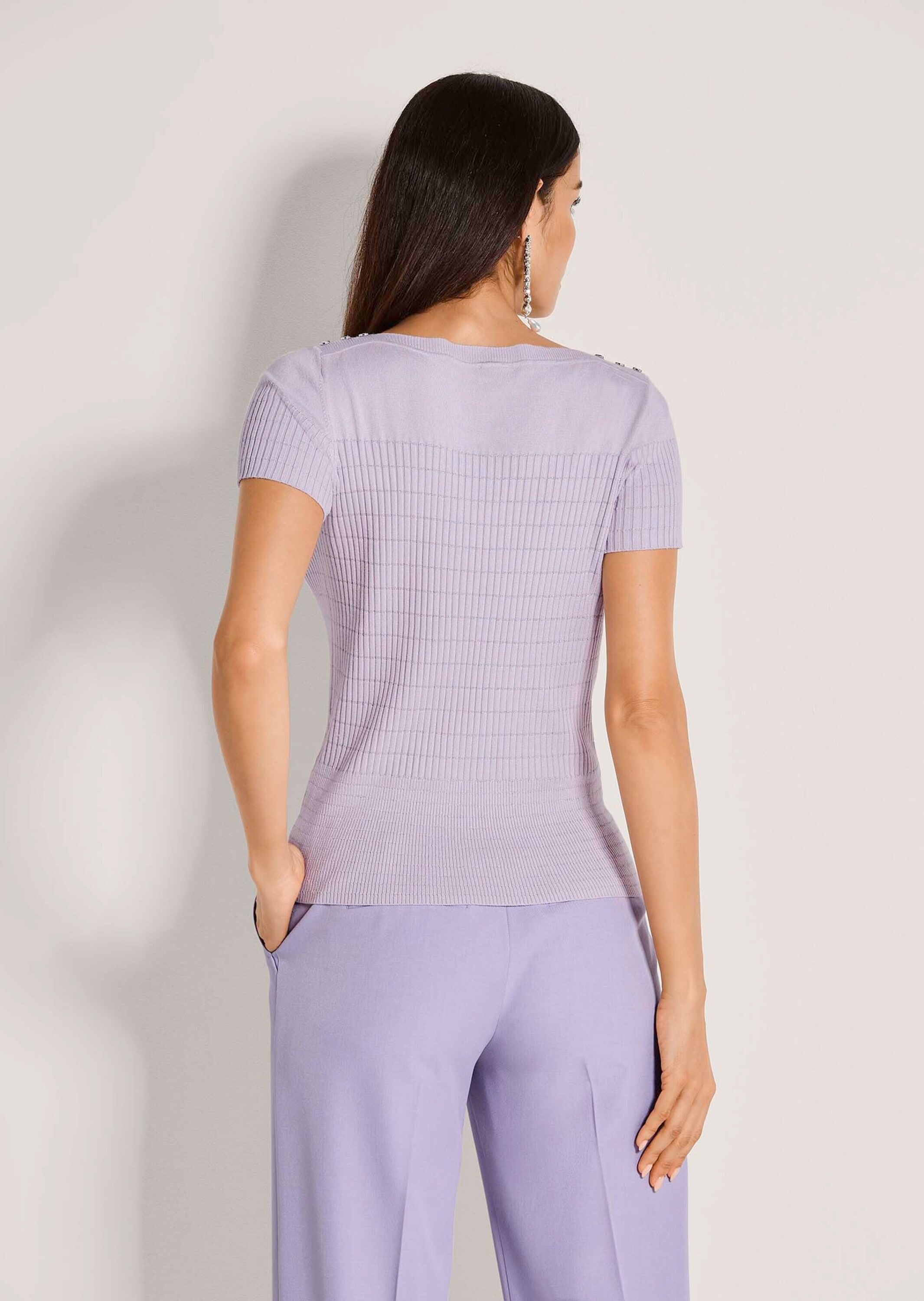 MADELEINE Longpullover »Viskosepullover Sommerpullover mit Zierknöpfen« Mix aus Glatt- und Rippenstrick