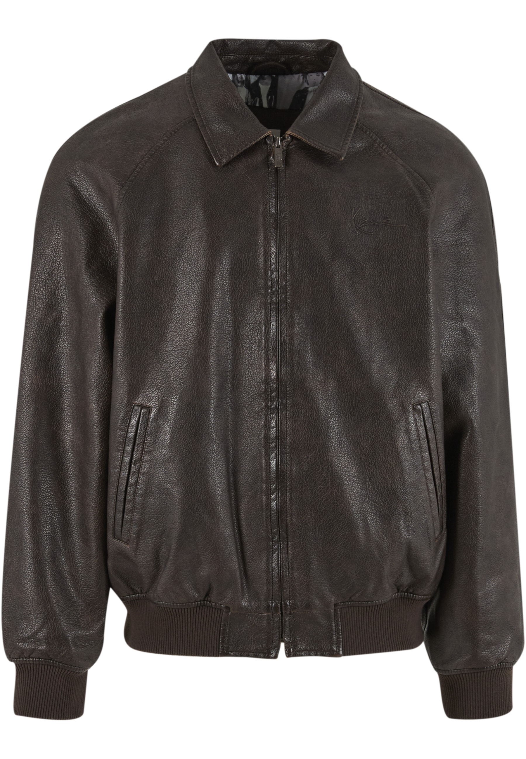 Karl Kani Bomberjacke "Karl Kani Signature PU Leather Bomber Jacket" 1 Stk. tlg. ohne Kapuze
