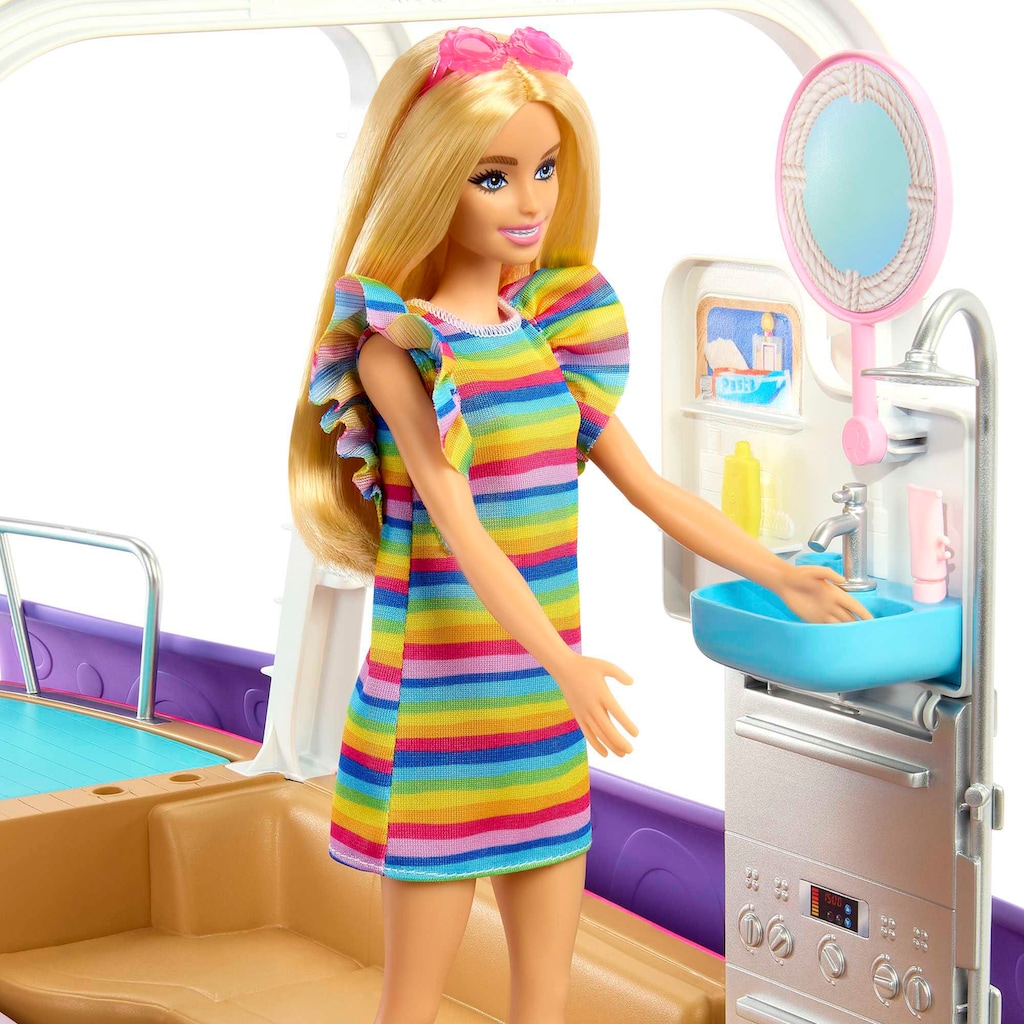 Barbie Puppen Fahrzeug »Barbie Traumboot mit Pool und Rutsche inkl. Barbie Zubehör«