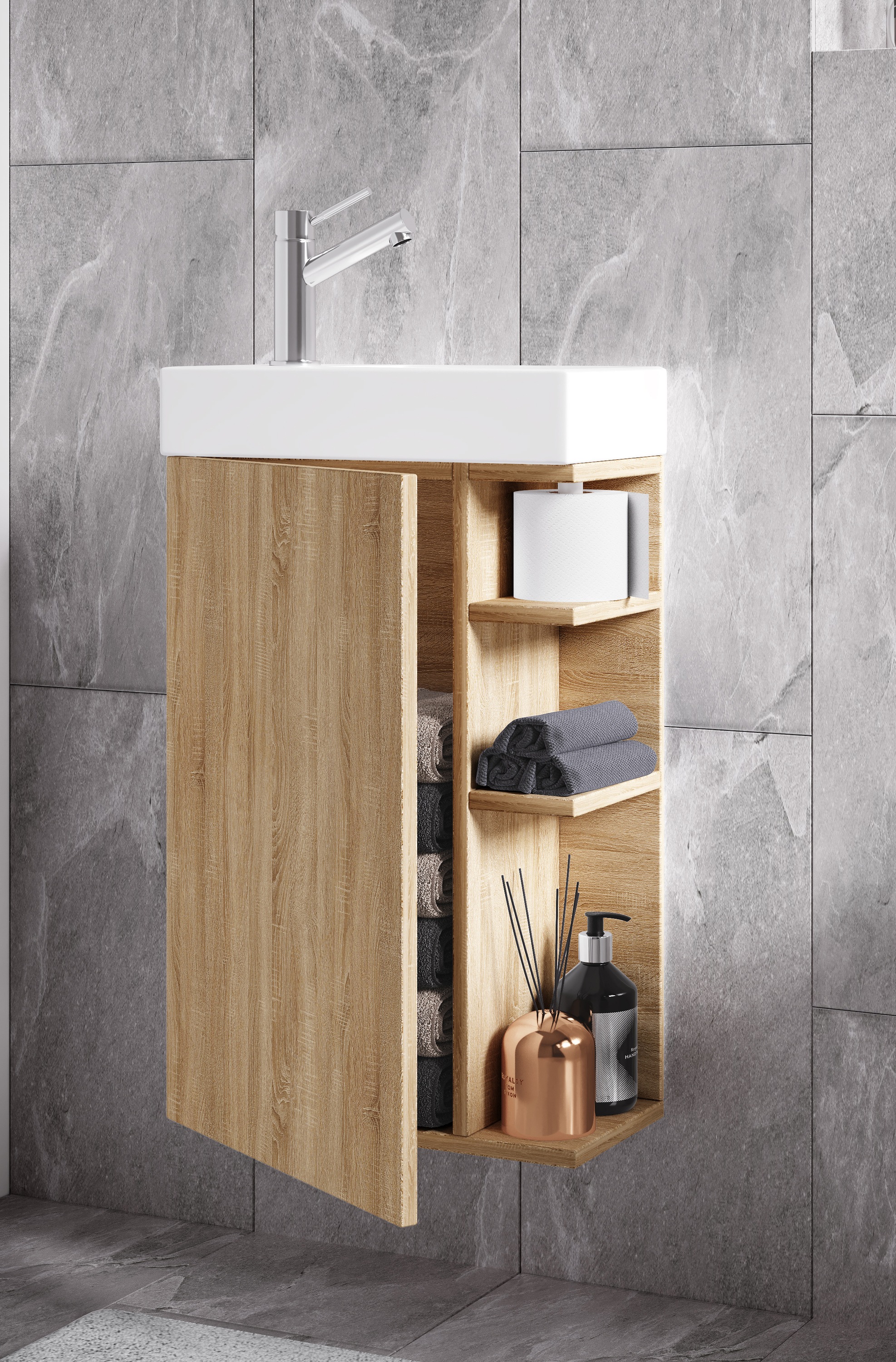 VCM Waschbeckenunterschrank »VCM 2-tlg Set | Waschplatz für Gäste WC | Gästebad | Waschtisch | Badezimmer Set ¿ Lumia«, (2 St.)