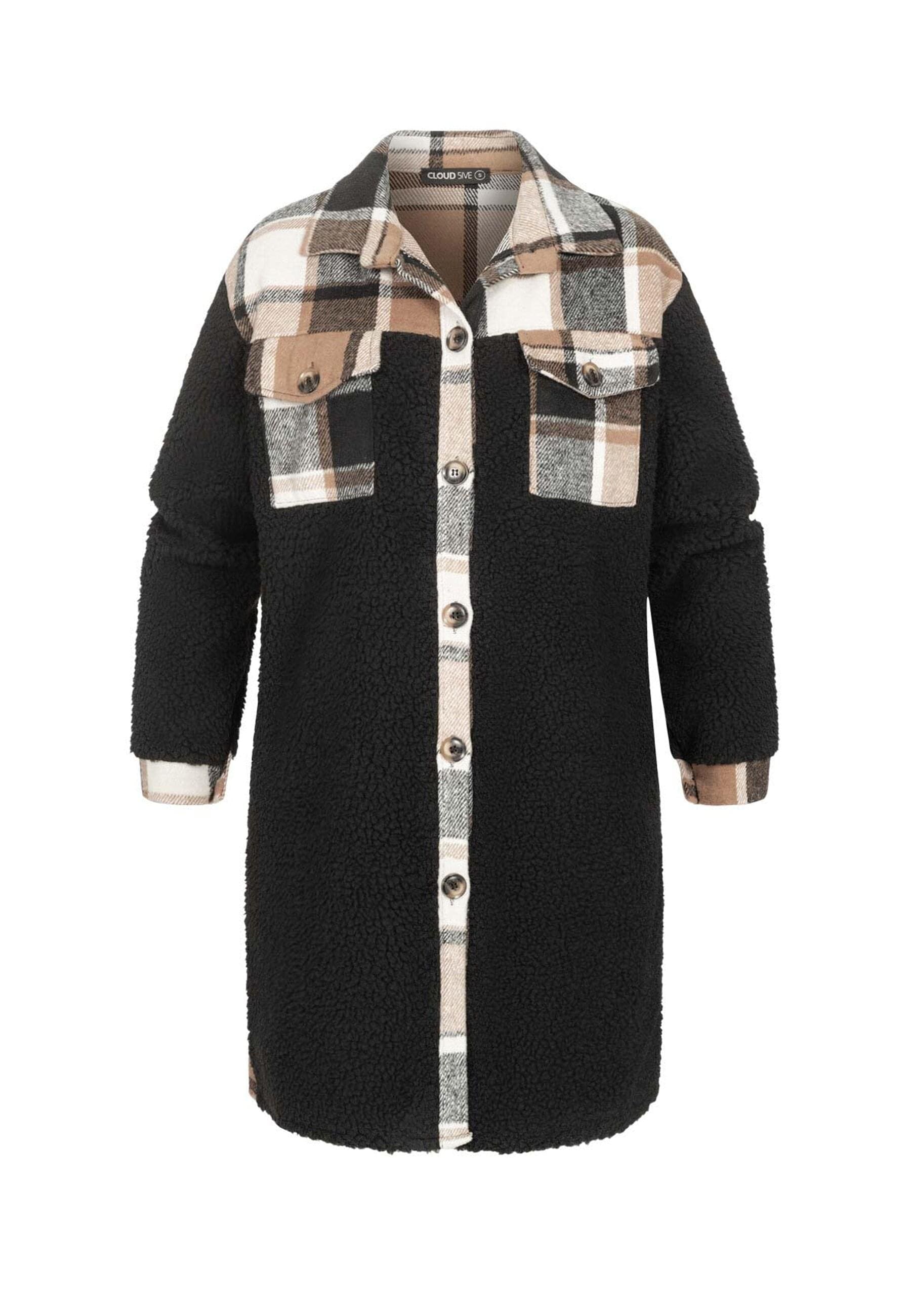 CLOUD 5IVE Winterjacke "CLOUD 5IVE Teddyfell Shacket-Jacke Mantel mit 2 Bru günstig online kaufen