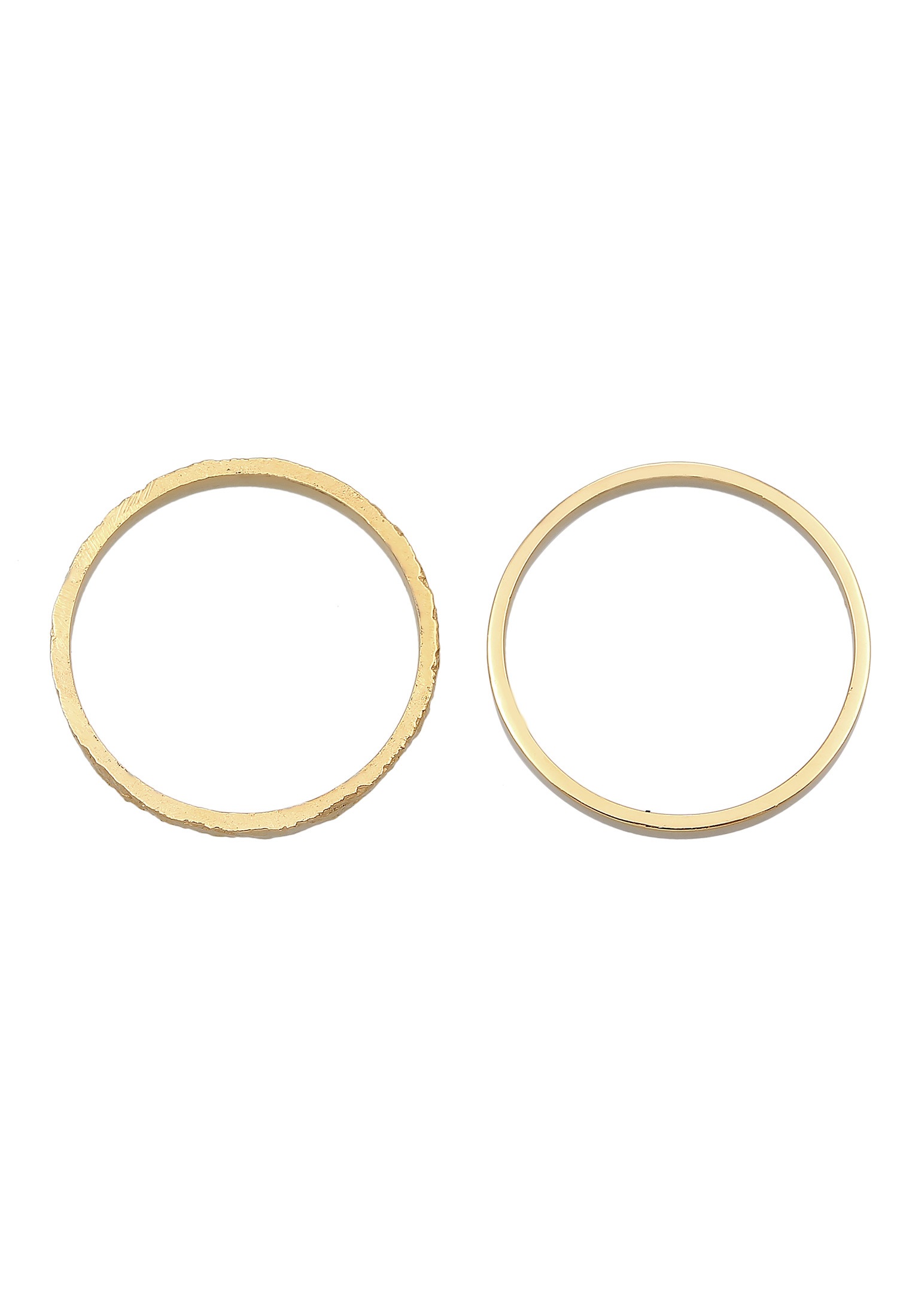 Elli Premium Ring-Set »Bandring Basic Gehämmert (Set 2-tlg) 375 Gelbgold«