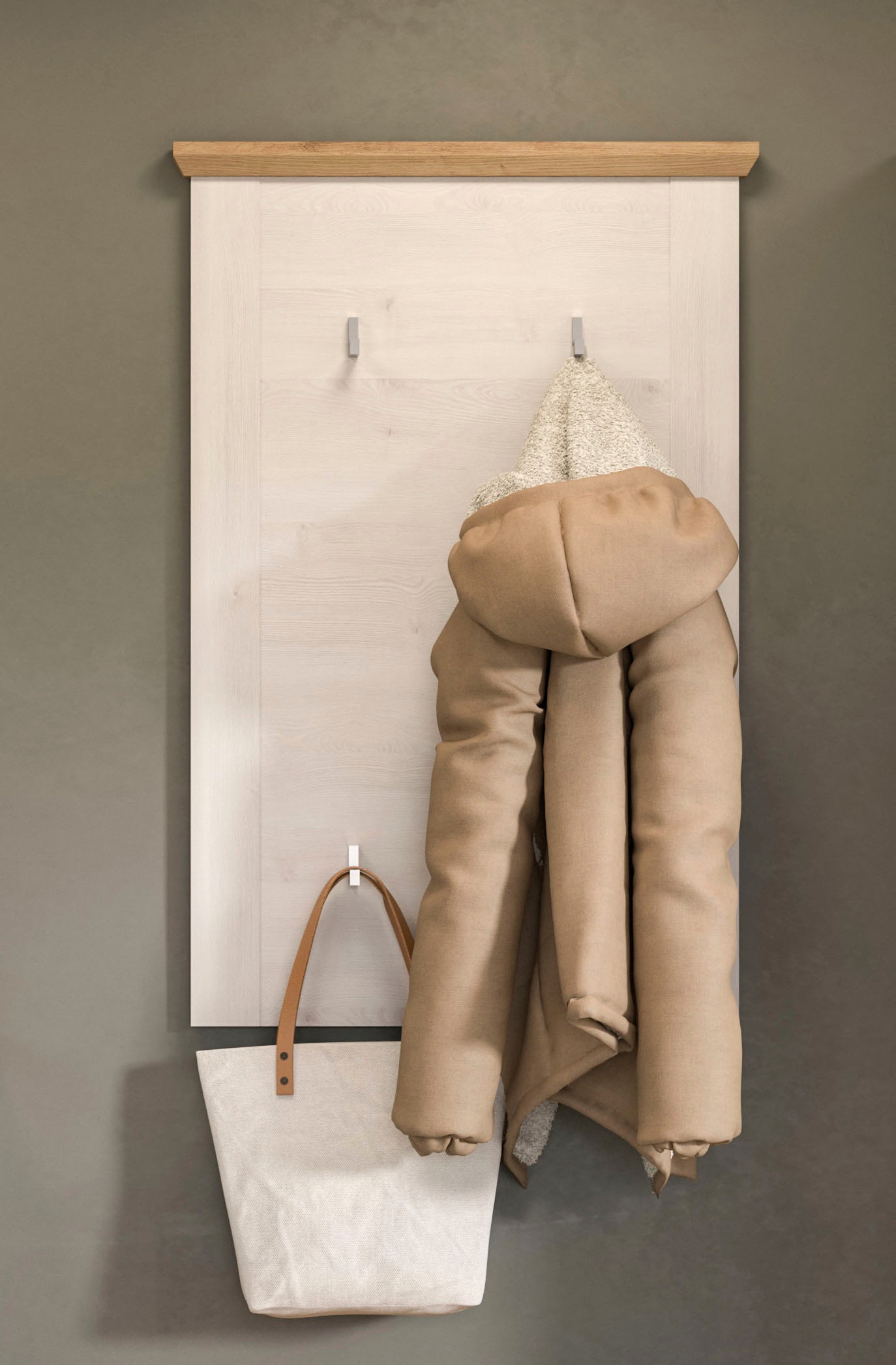 Home affaire Garderobenpaneel "COSENZA, Höhe 103 cm, 5 Garderobenhaken, 2-farbig" in Landhausoptik, Wandpaneel, Paneel, Wandhaken