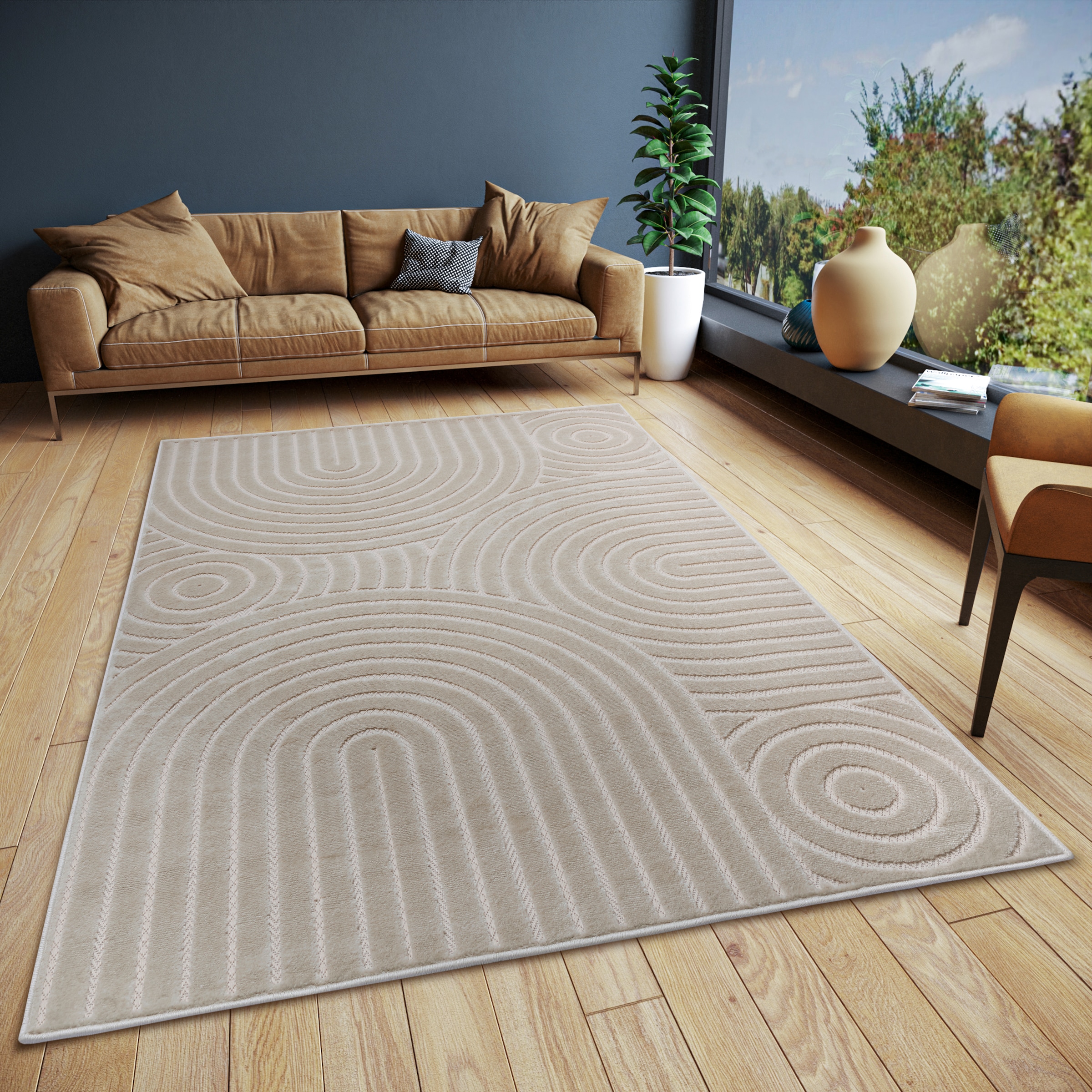 HANSE Home Teppich Modern, | Flachgewebe, BAUR rechteckig, Wohnzimmer »Wave«, Geometrisch, Boho-Style, 3D-Effekt