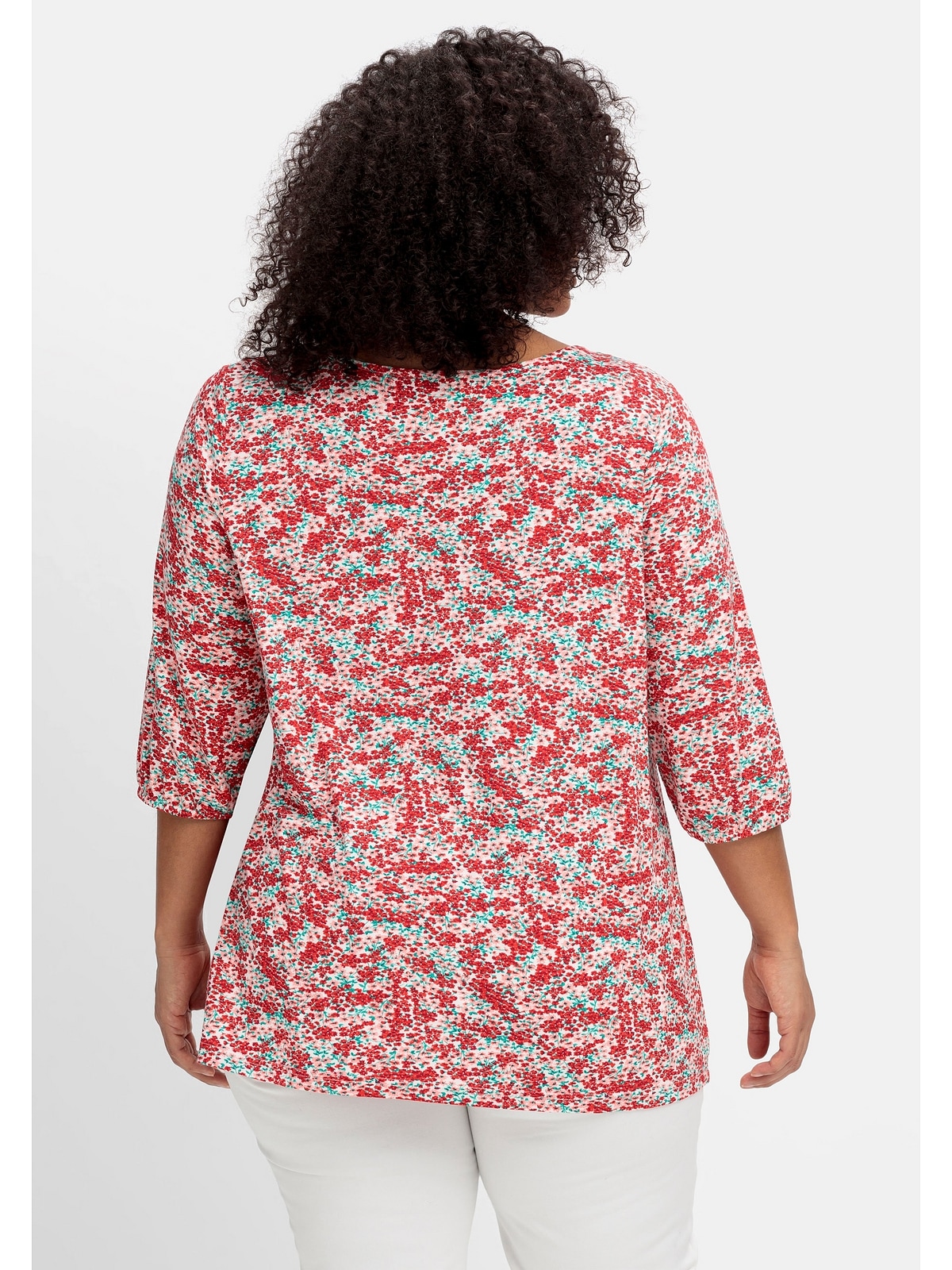 sheego by Joe Browns T-Shirt »Große Größen«, mit Allover-Blumendruck und tiefem Ausschnitt