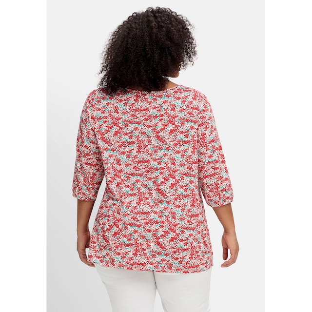 sheego by Joe Browns T-Shirt »Große Größen«, mit Allover-Blumendruck und tiefem  Ausschnitt online bestellen | BAUR