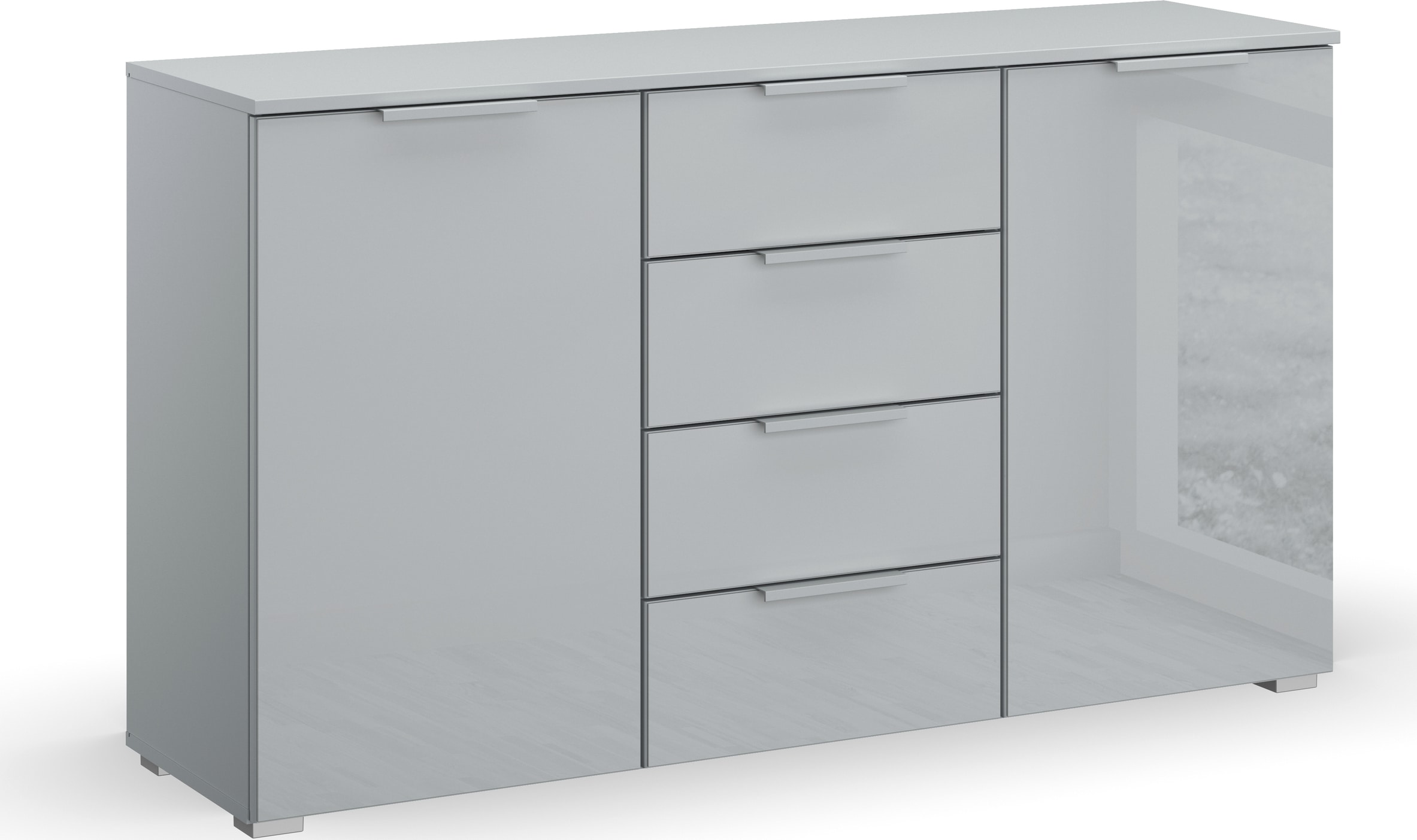 rauch Kommode "Sideboard Schubladenkommode Kombikommode KOLUNA mit Glasfront", mit 4 Schubkästen und 2 Türen sowie Metal