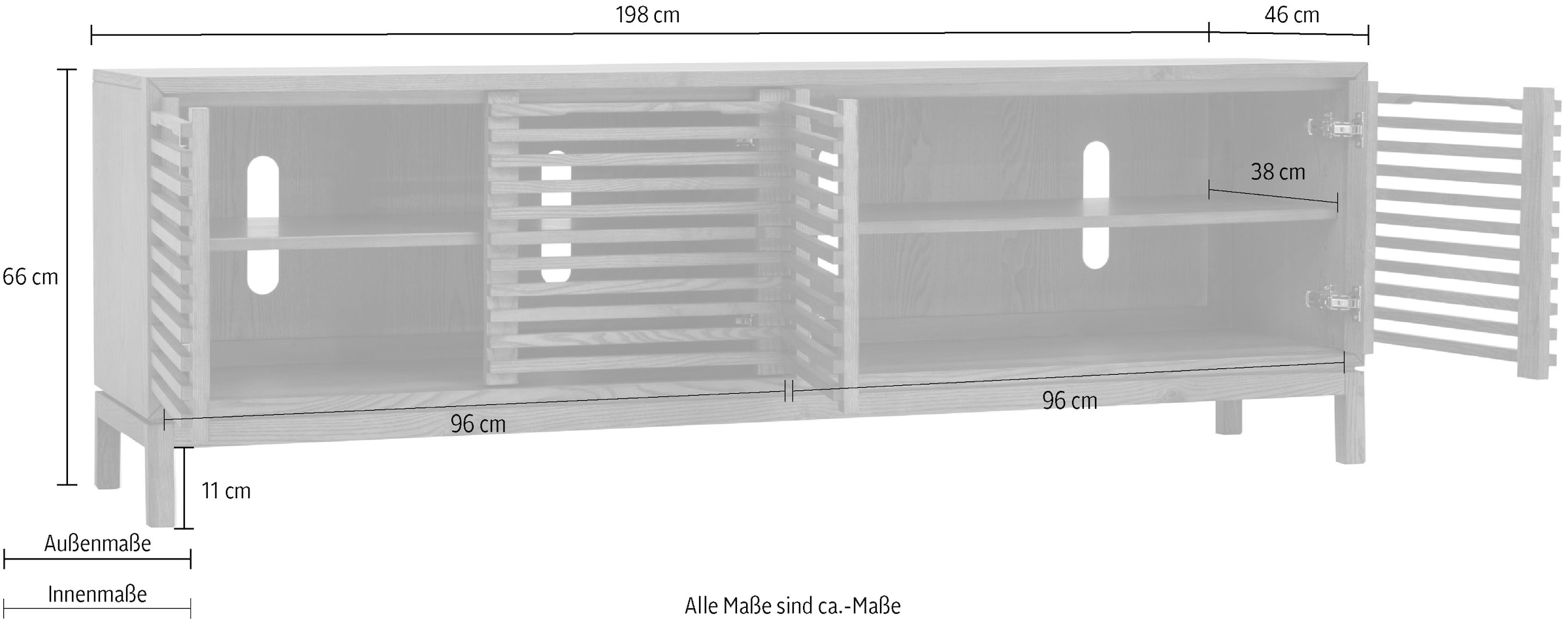 andas TV-Board »Tanner 4-türige Medienkonsole aus Eschenholz« 1 Stk. tlg.