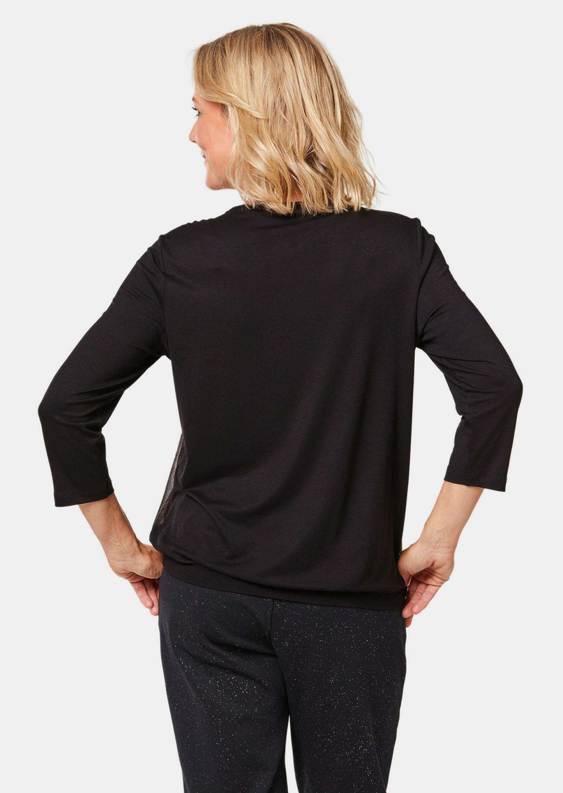 GOLDNER Kurzarmbluse »Blusenshirt Stretchbequemes Blusenshirt mit schimmerndem Druck«