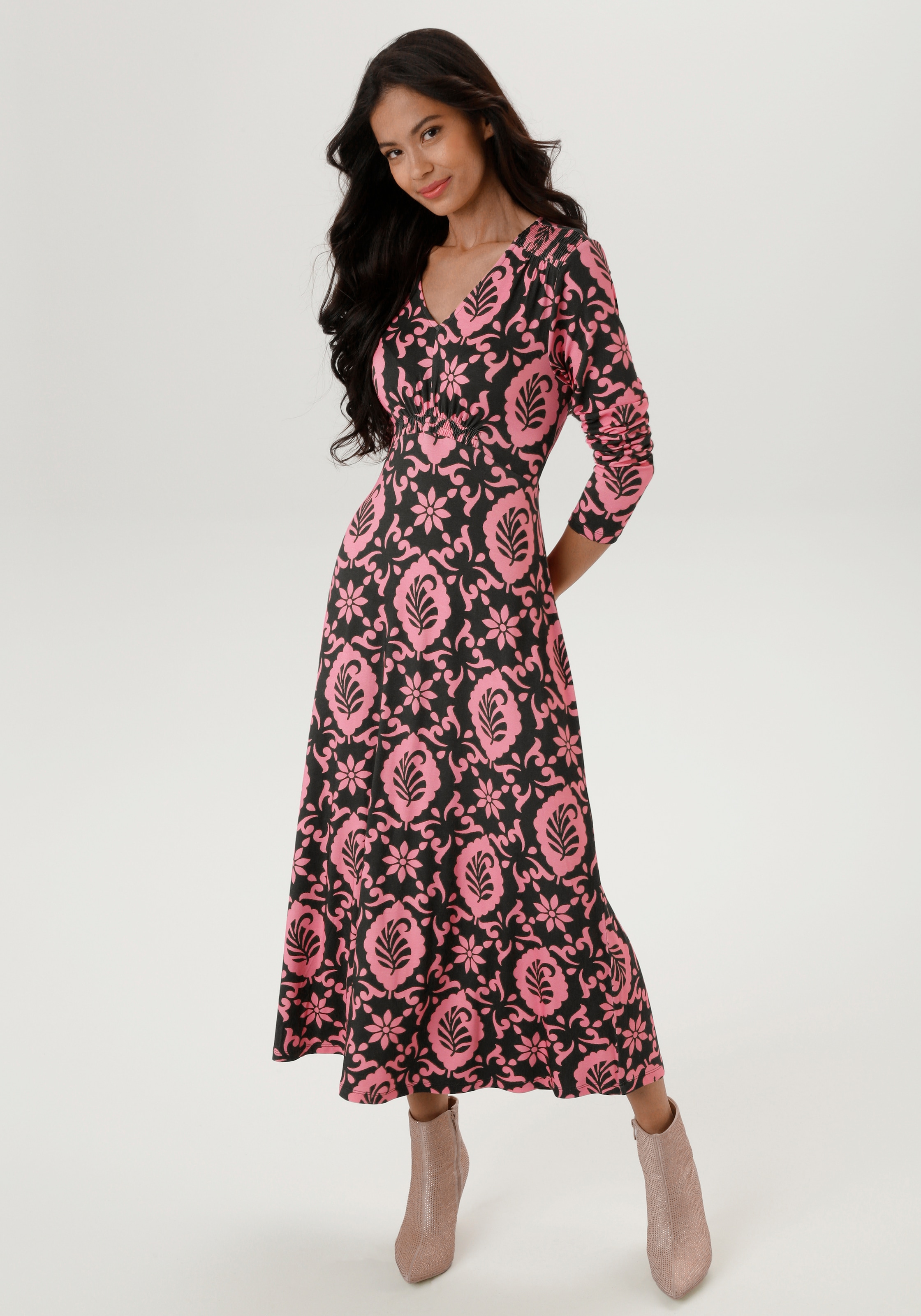 Aniston SELECTED Midikleid mit Smok-Details günstig online kaufen