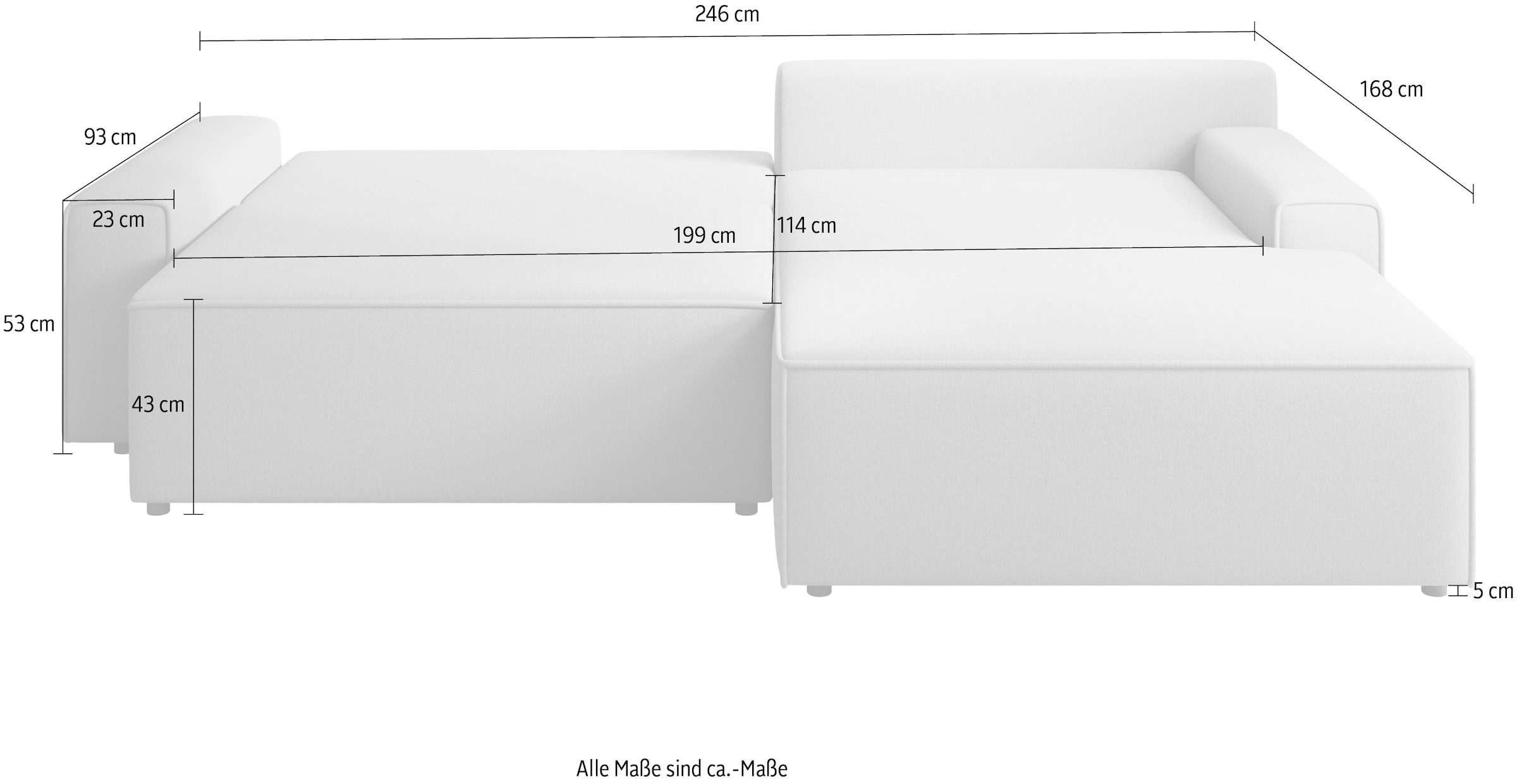 TRENDMANUFAKTUR Ecksofa »Challenge, Schlafsofa mit Bettkasten, Couch in L-Form, Breite 245 cm«, Recamiere beidseitig montierbar, auch in trendigem Cordstoff