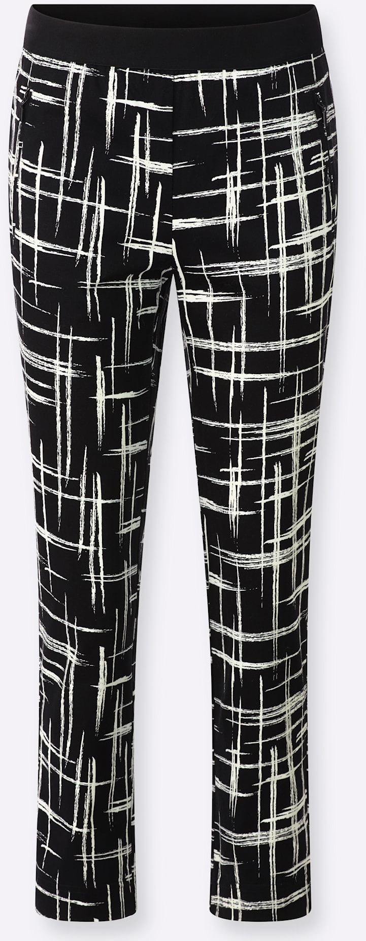INSPIRATIONEN Women's Pull-On Pants Black/White Size 42 2