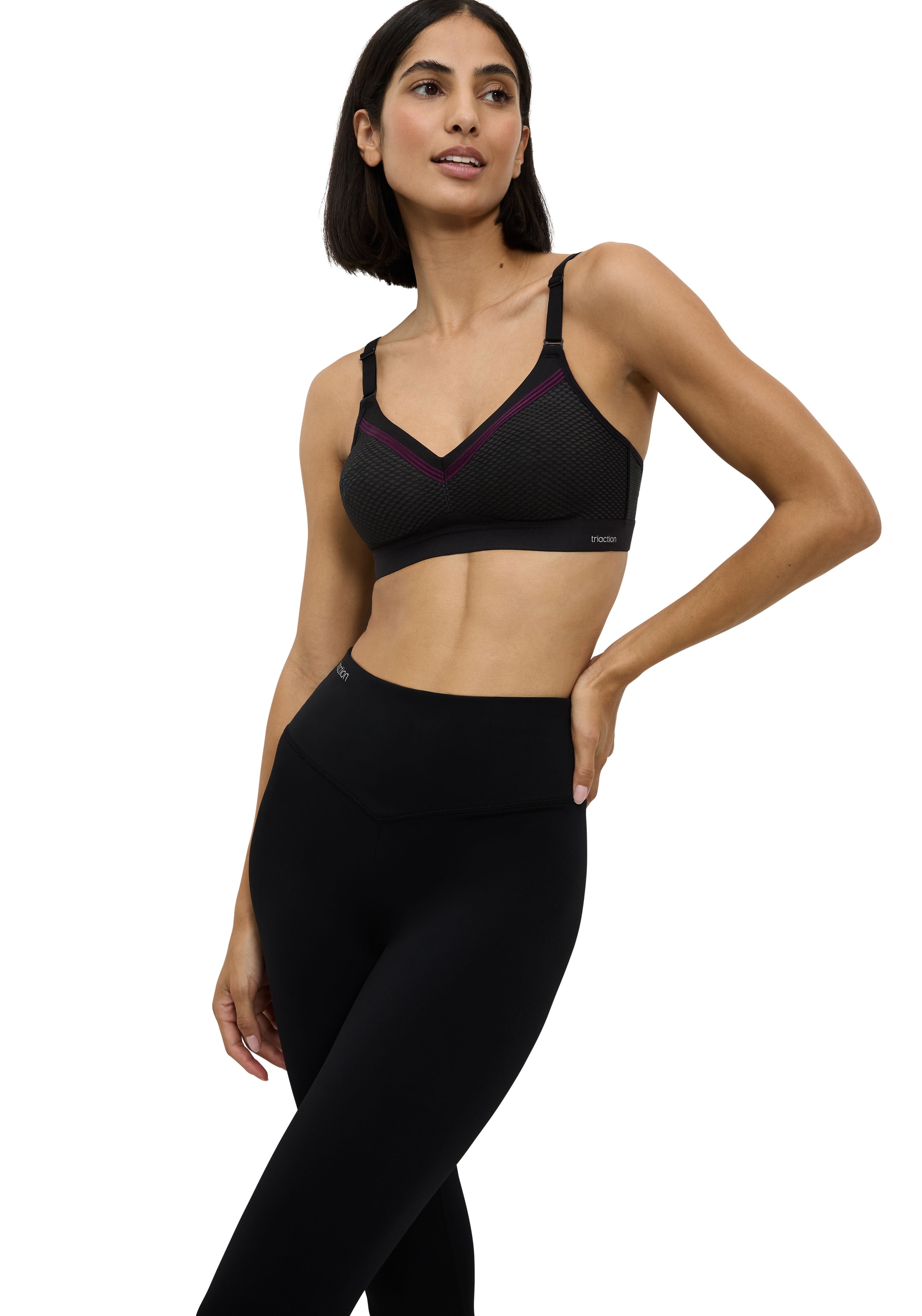 Sport-BH TRIACTION BY TRIUMPH "Triaction Free Motion N EX", Damen, Gr. 80, Cup C, schwarz, Single Jersey, Obermaterial: 50% Polyester, 32% Polyamid, 18% Elasthan (LYCRA), BHs Sport-BH, atmungsaktiv und hoher Halt 3