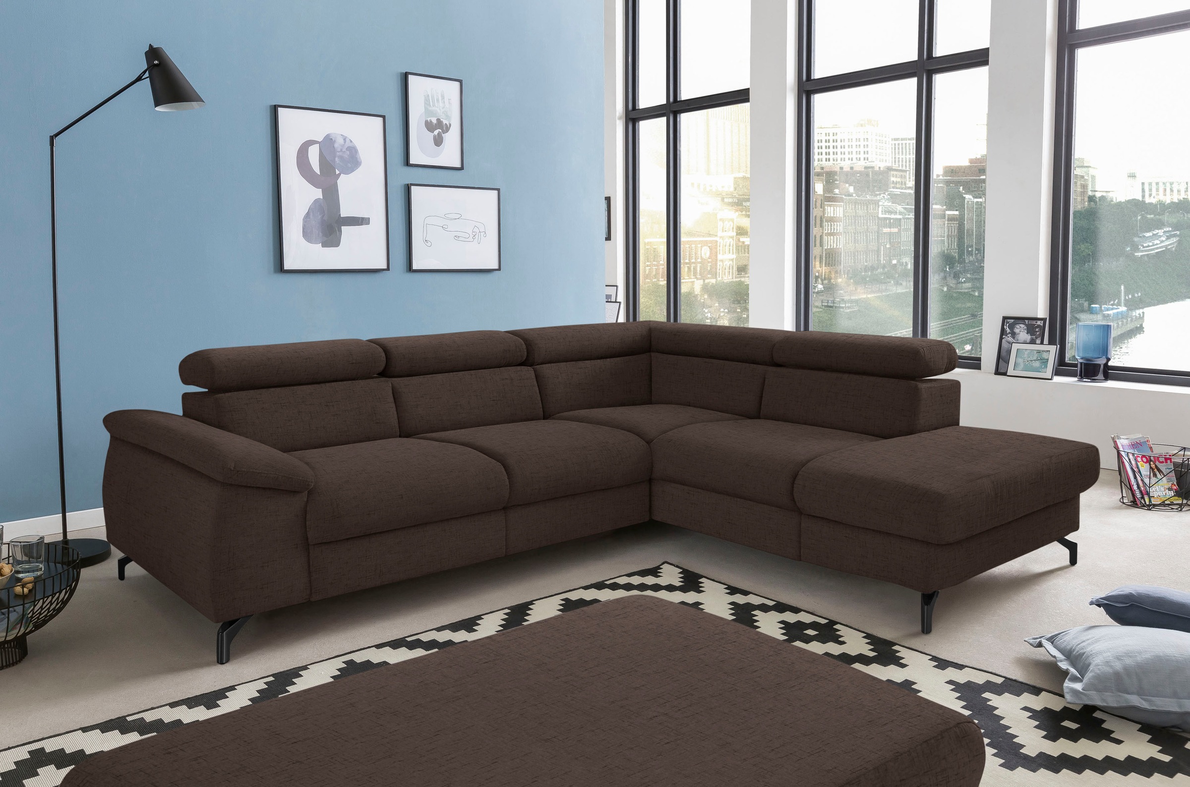 COTTA Ecksofa »Komaris L-Form«, mit Kopfteilverstellung, wahlweise mit Bettfunktion & Bettkasten