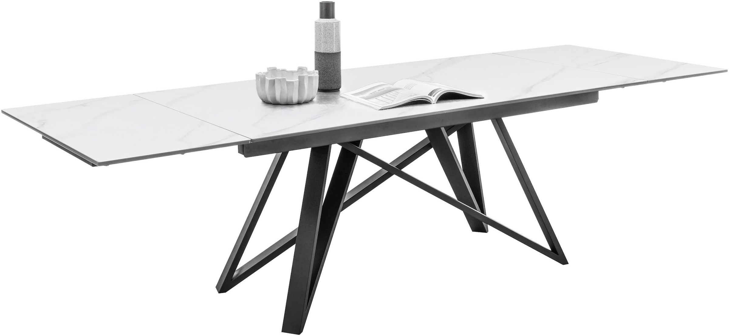 Stolkom Esstisch »Charly Esszimmertisch Keramik, ausziehbar 280 cm, BxHxT 180x75x95 cm«, Keramikoberfläche,Tischplatte beidseitig ausziehbar 180 auf 280 cm