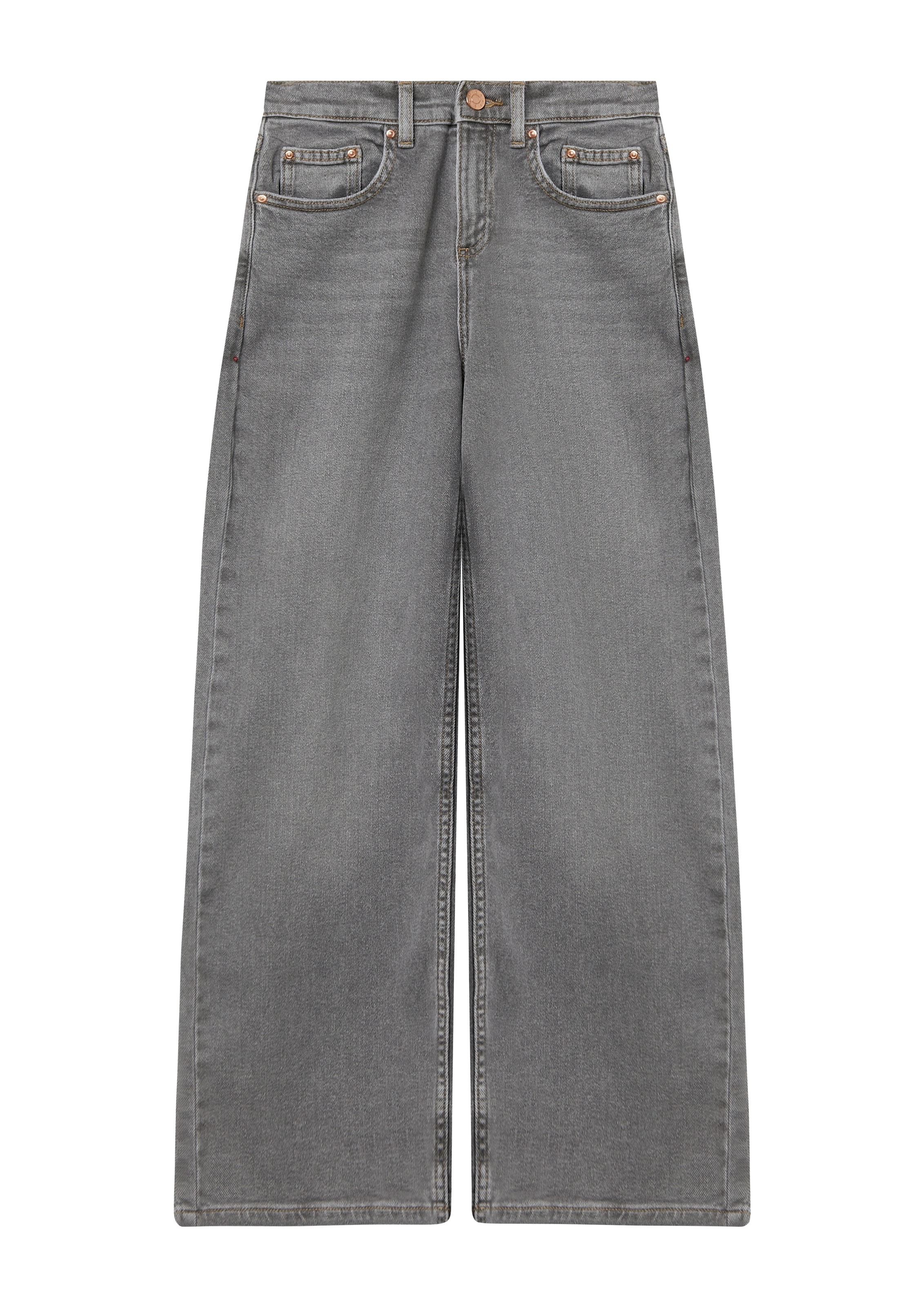 S.OLIVER JUNIOR Mädchen Weite Jeans, grau, Gr. 134, unifarben, Denim/Jeans, Obermaterial: 98% Baumwolle, 2% Elasthan, Jeans, mit Weitenregulierung