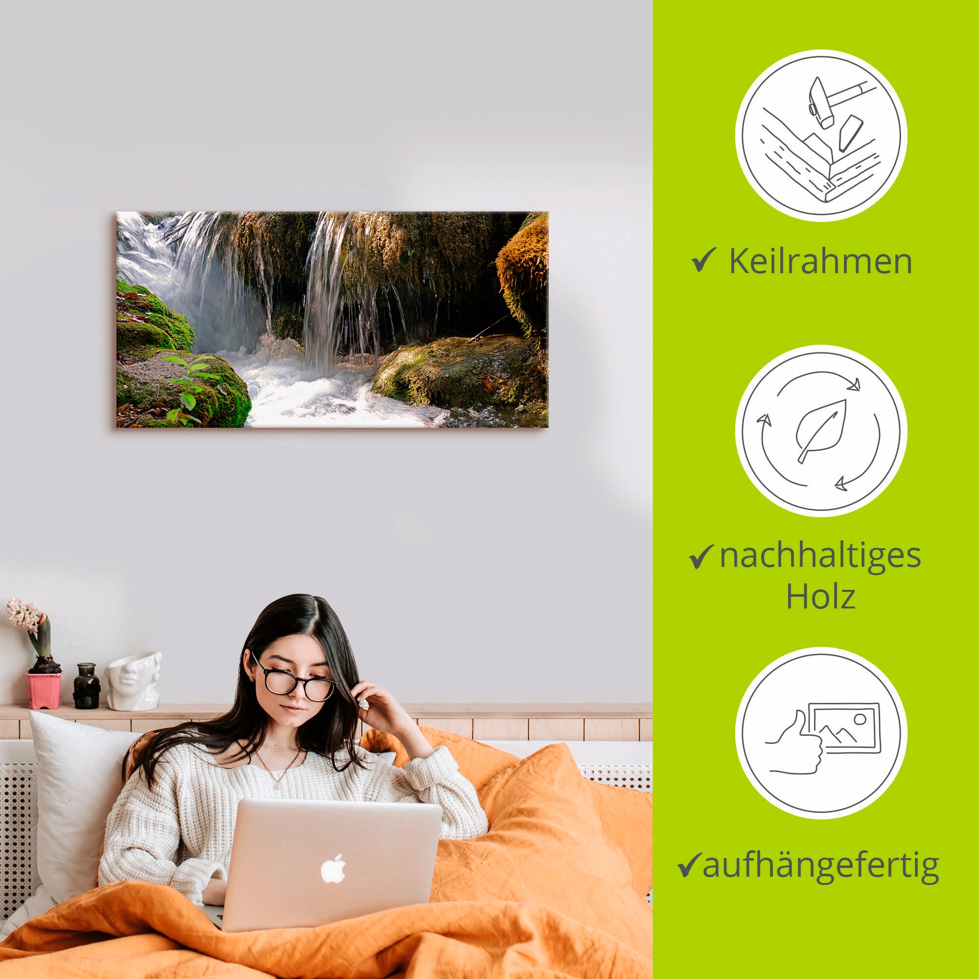 Artland Wandbild »Wasserfall«, Gewässer, (1 St.), als Leinwandbild, Poster, Wandaufkleber in verschied. Größen