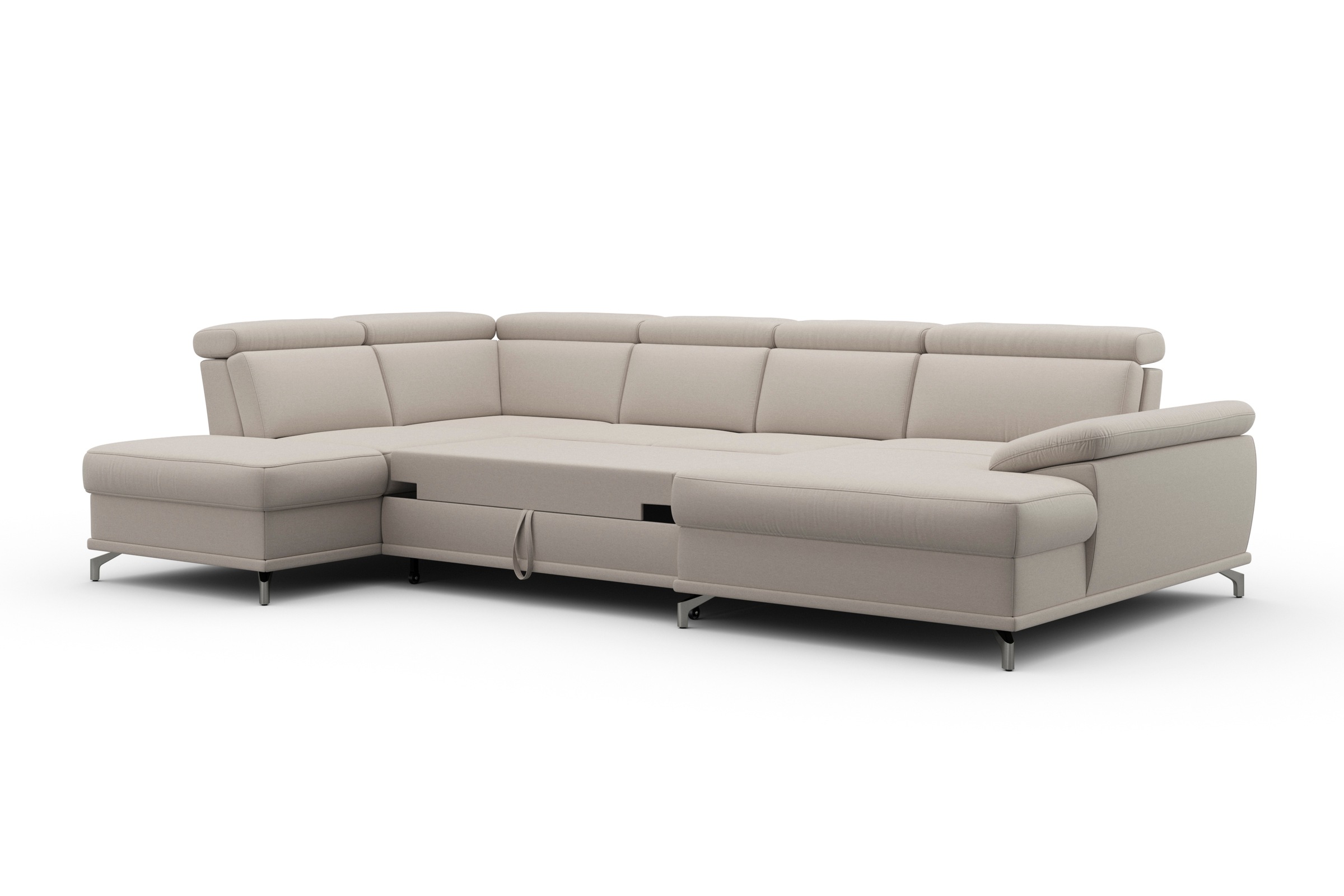 sit&more Wohnlandschaft »Cabrio U-Form, mit Sitztiefenverstellung, Arm- und Kopfteilverstellung«, 3 Nierenkissen, Federkern, optional Bettfunktion und Stauraum