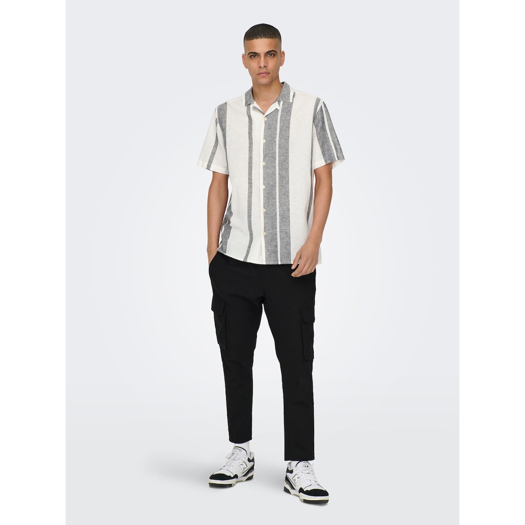 ONLY & SONS Kurzarmhemd »ONSCAIDEN SS STRIPE LINEN RESORT NOOS«