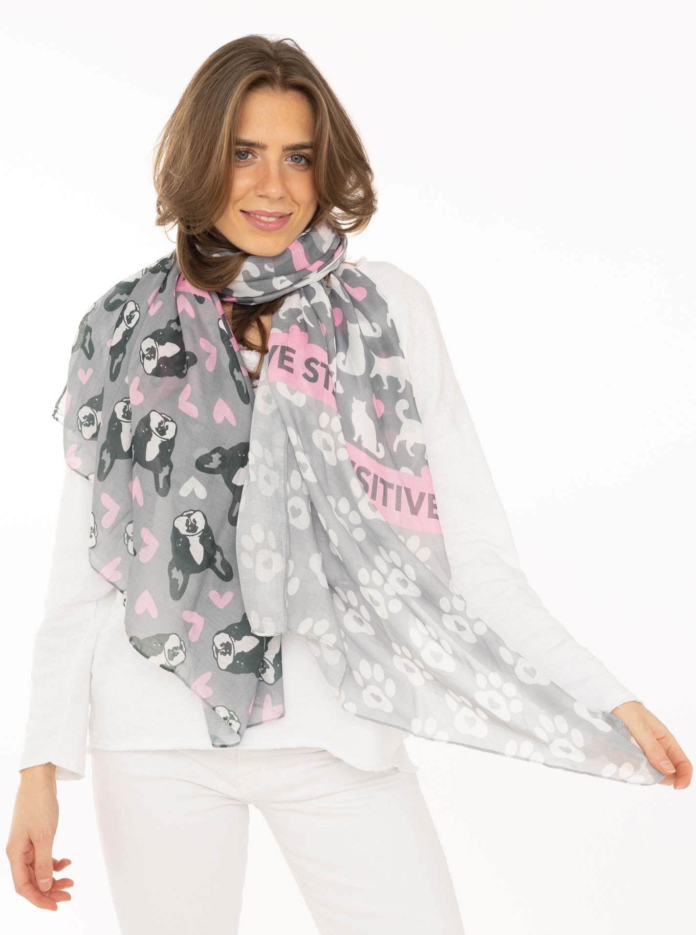 Zwillingsherz Schal ""Hunde"" Hundemotiv, Mustermix, transparent günstig online kaufen