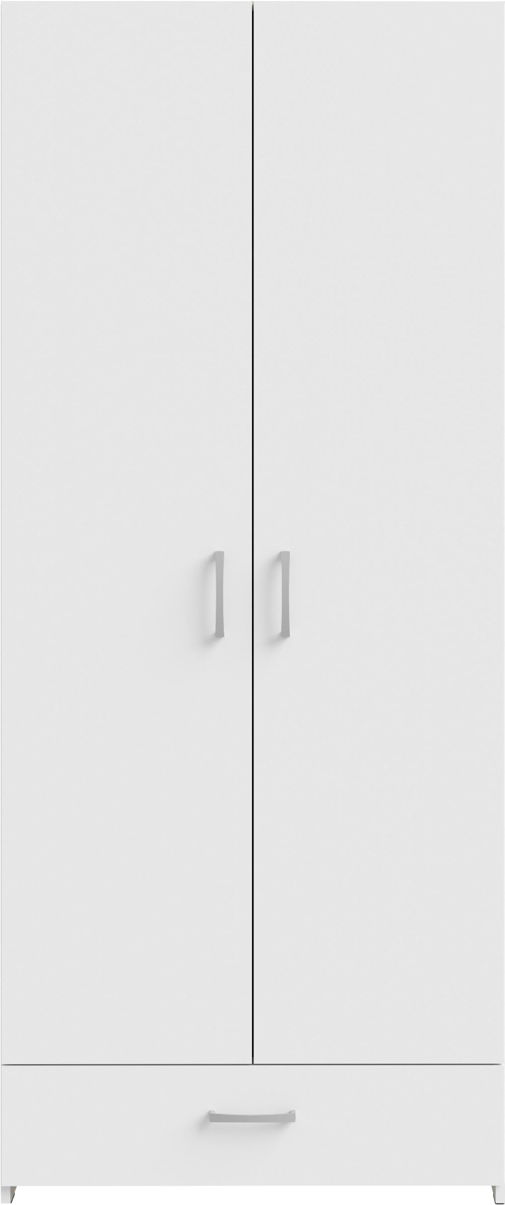 FORTE Drehtürenschrank »Econobox«, Drehtürenschrank, zeitloses Design mit alufarbigen Griffen.
